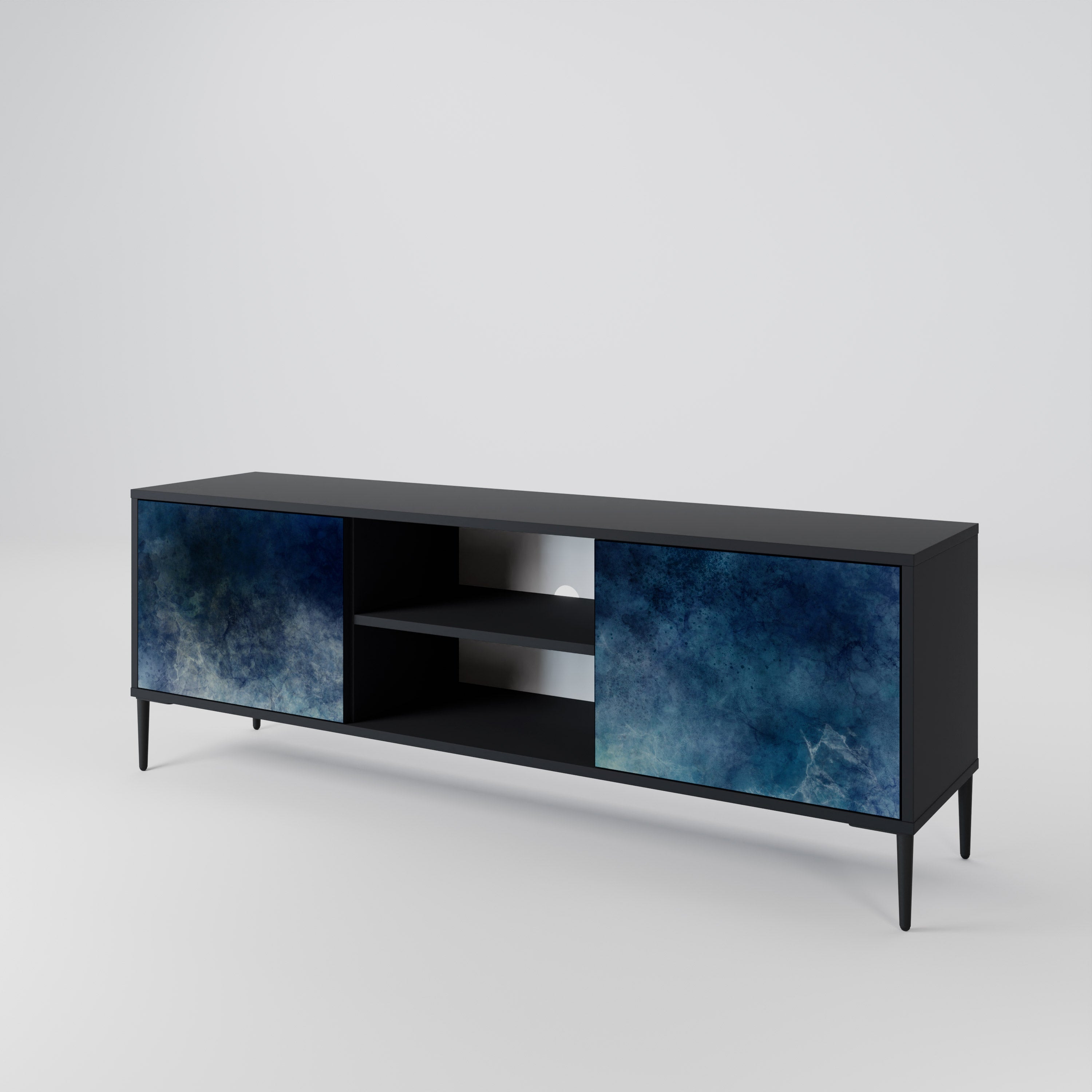 Mueble de TV de 2 puertas CELESTIAL FALL en acabado negro
