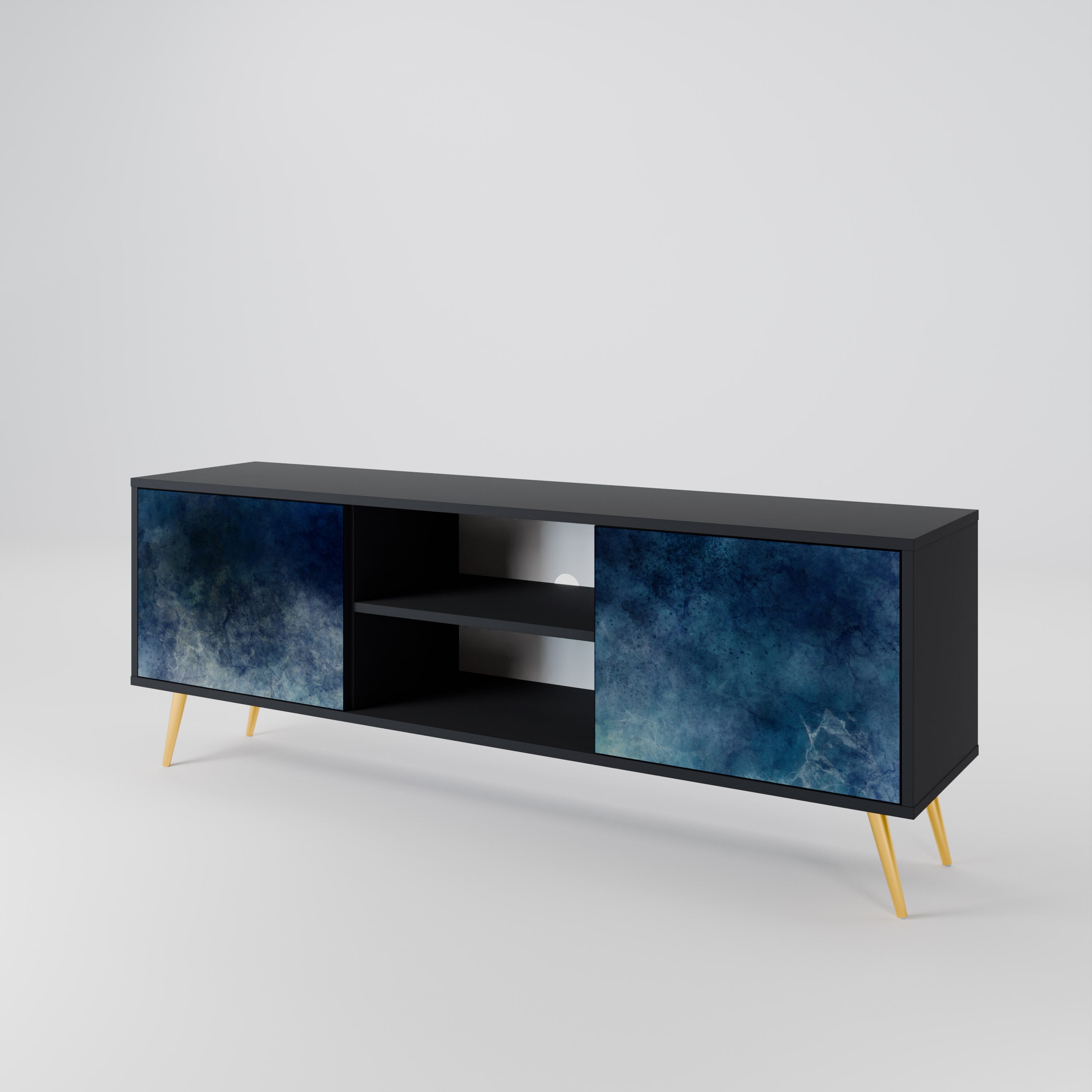 Mueble de TV de 2 puertas CELESTIAL FALL en acabado negro