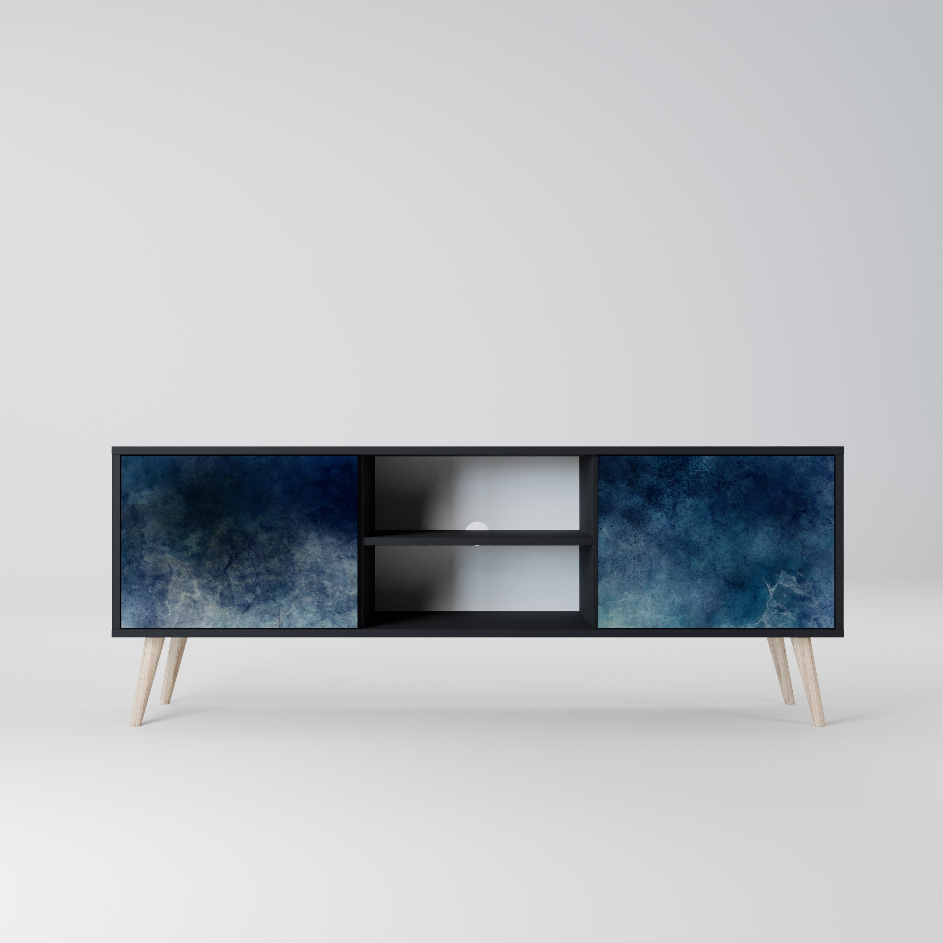 Mueble de TV de 2 puertas CELESTIAL FALL en acabado negro
