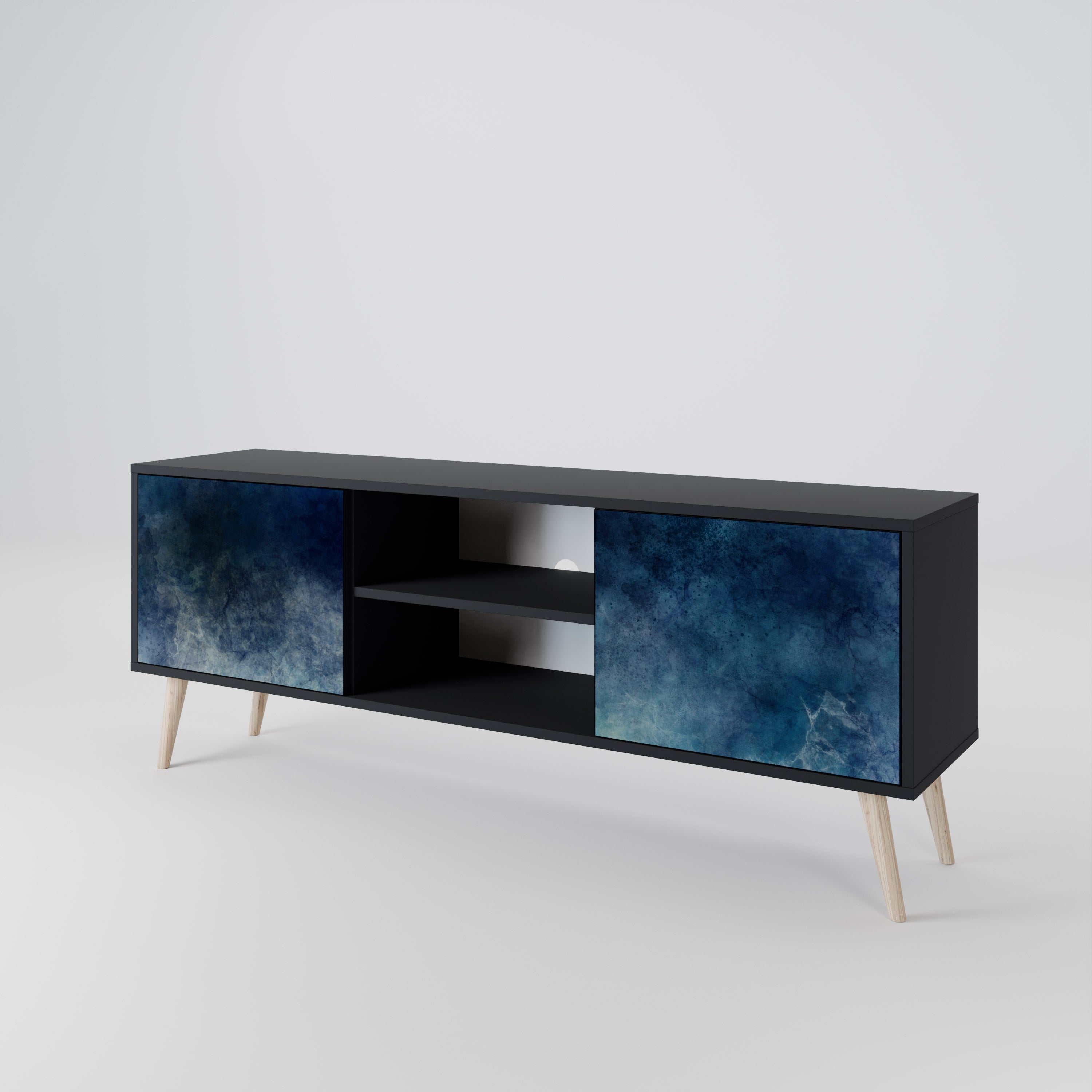 Mueble de TV de 2 puertas CELESTIAL FALL en acabado negro