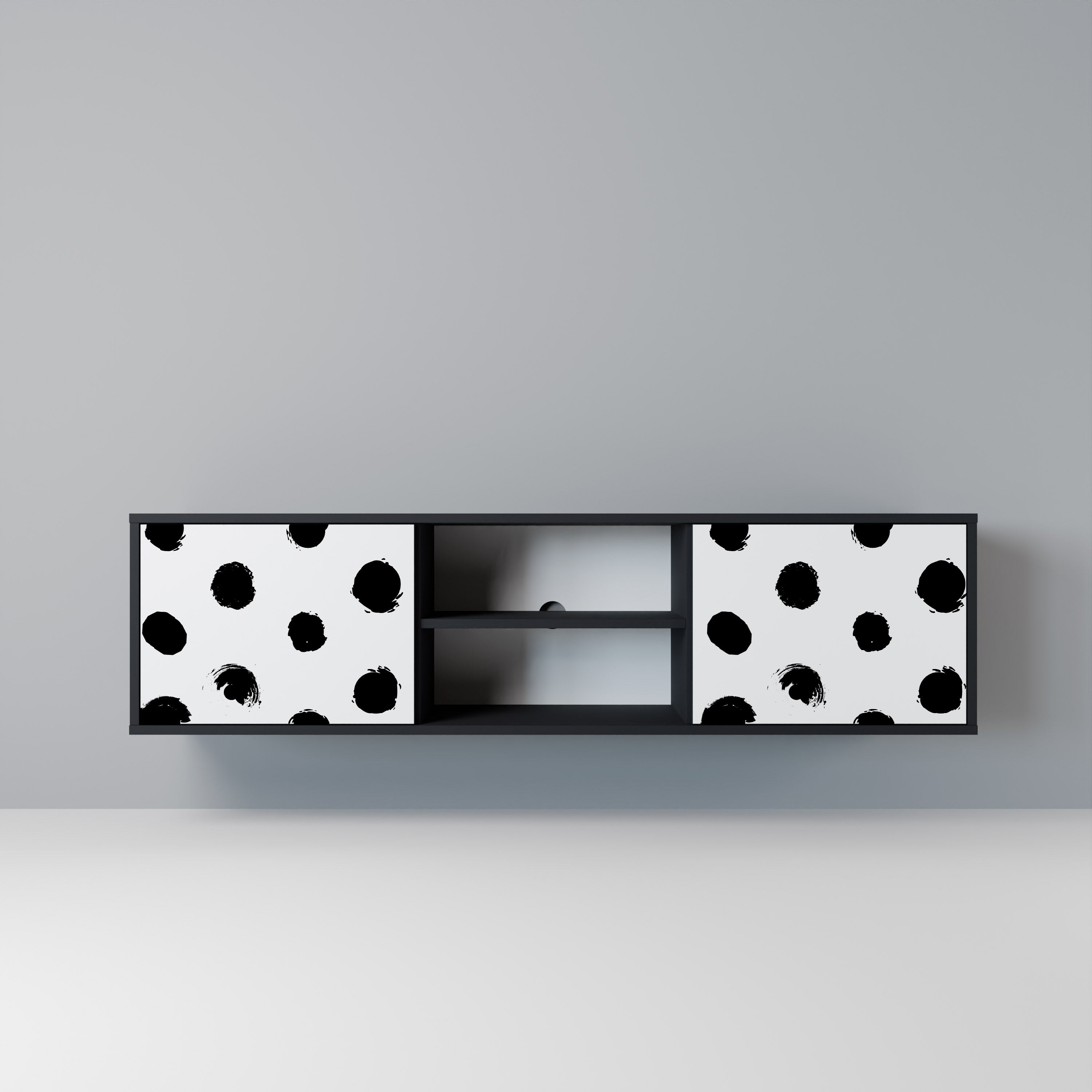 SLIPPING MINUTES Mueble para TV de 2 puertas con acabado negro