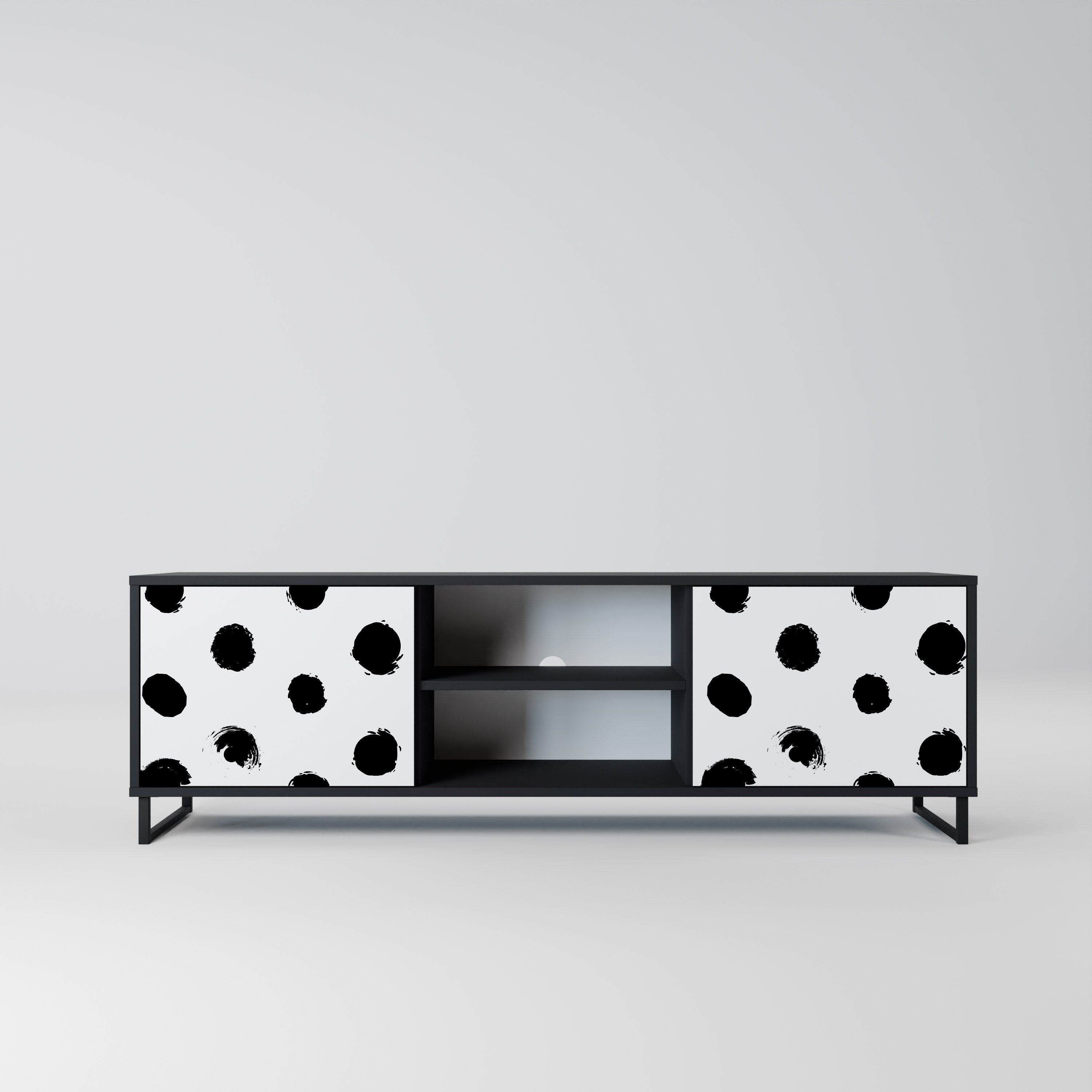 SLIPPING MINUTES Mueble para TV de 2 puertas con acabado negro