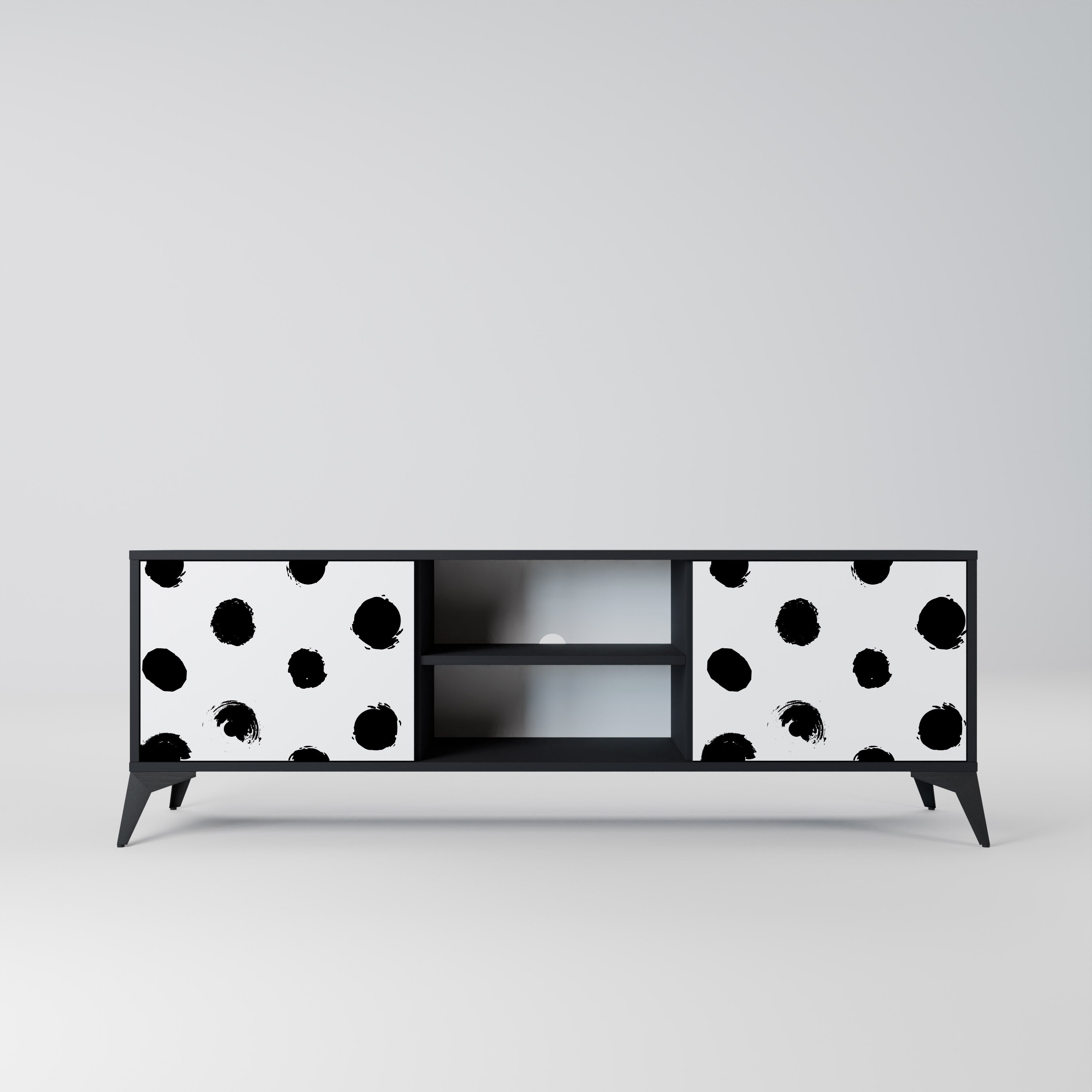 SLIPPING MINUTES Mueble para TV de 2 puertas con acabado negro