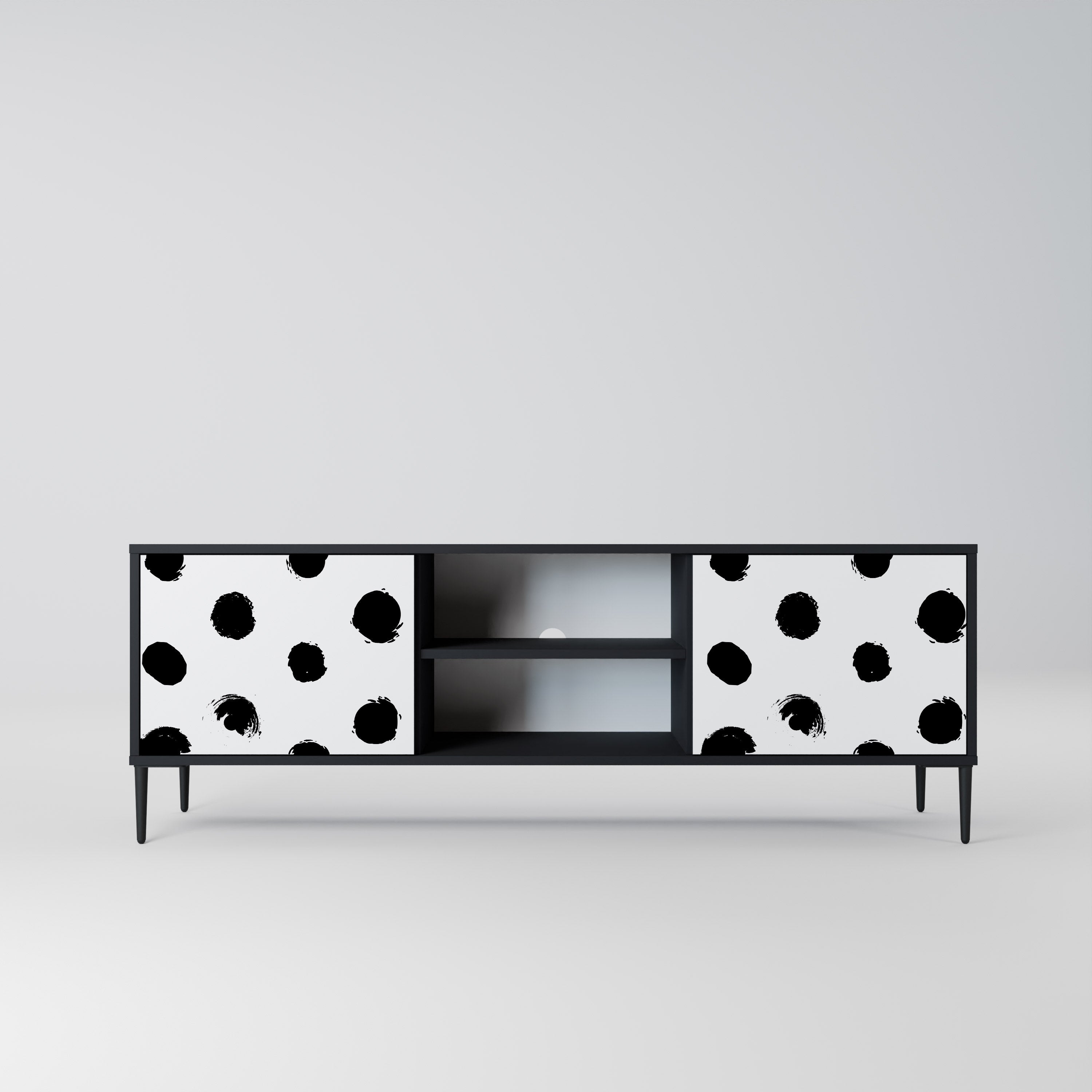 SLIPPING MINUTES Mueble para TV de 2 puertas con acabado negro