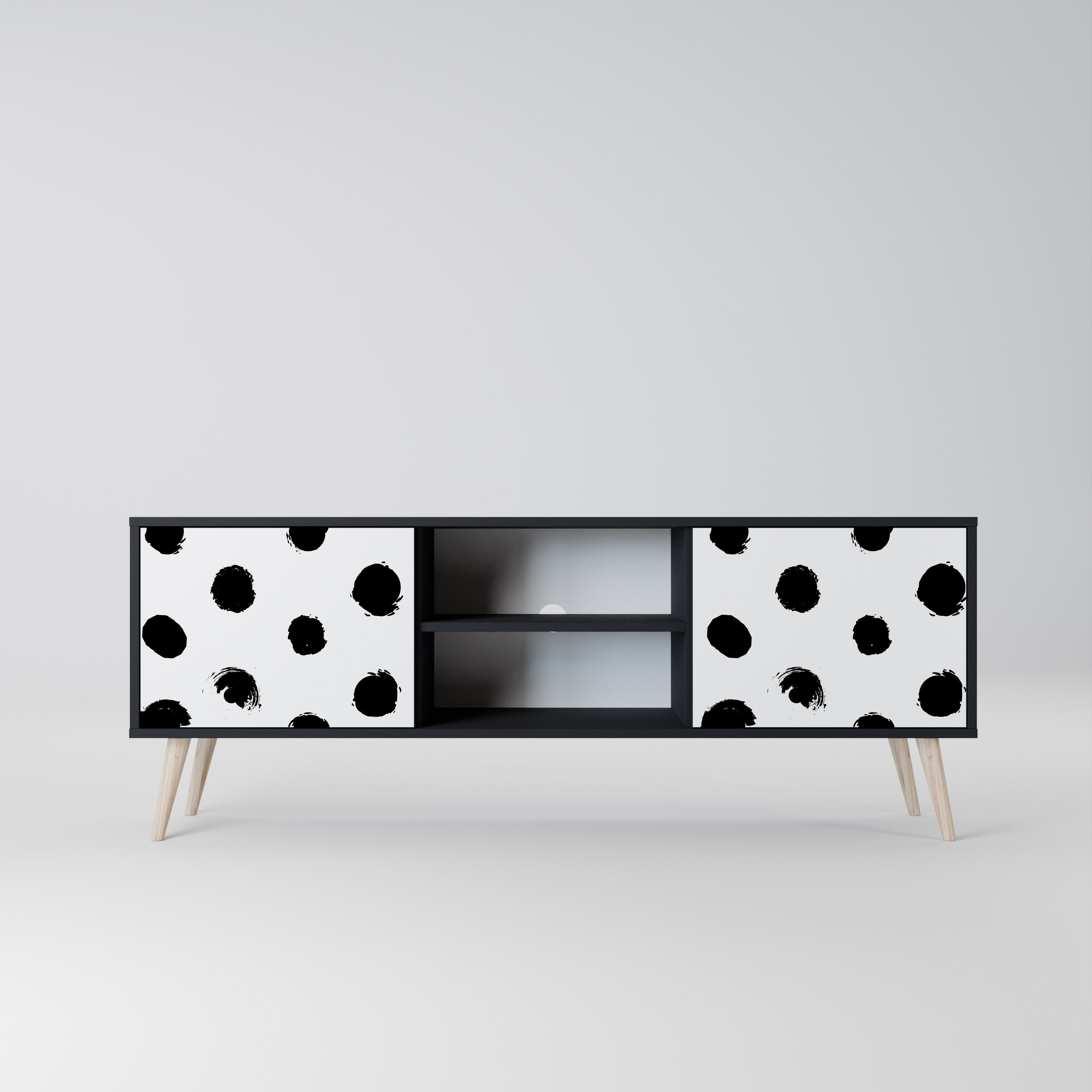 SLIPPING MINUTES Mueble para TV de 2 puertas con acabado negro