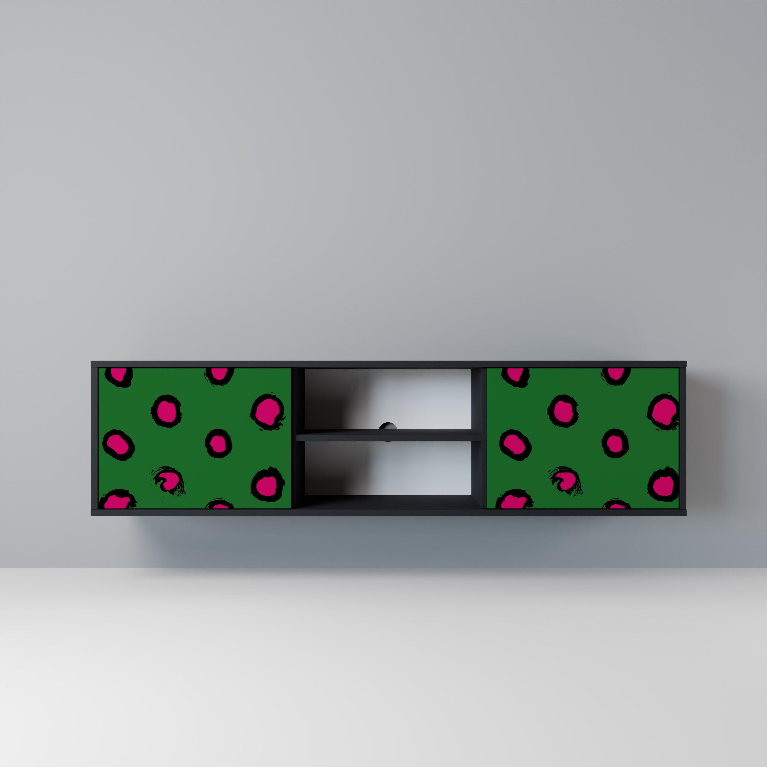 Mueble de TV de 2 puertas FUNKY SPOTS con acabado negro