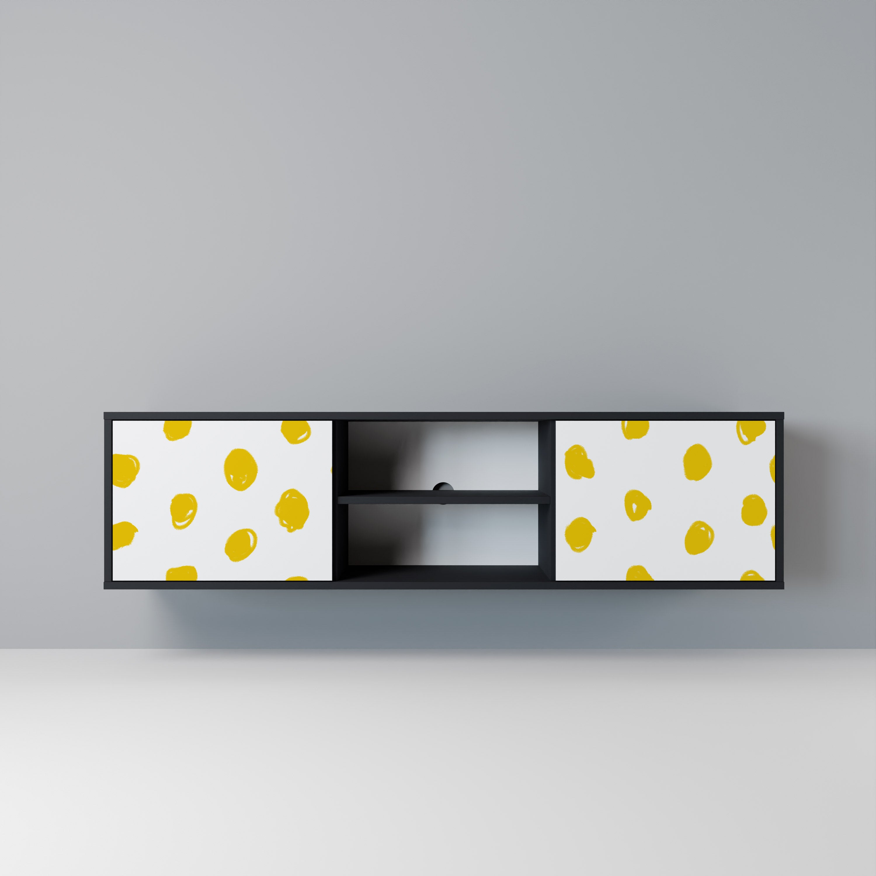 Mueble de TV de 2 puertas RADIANT REVERIE con acabado negro