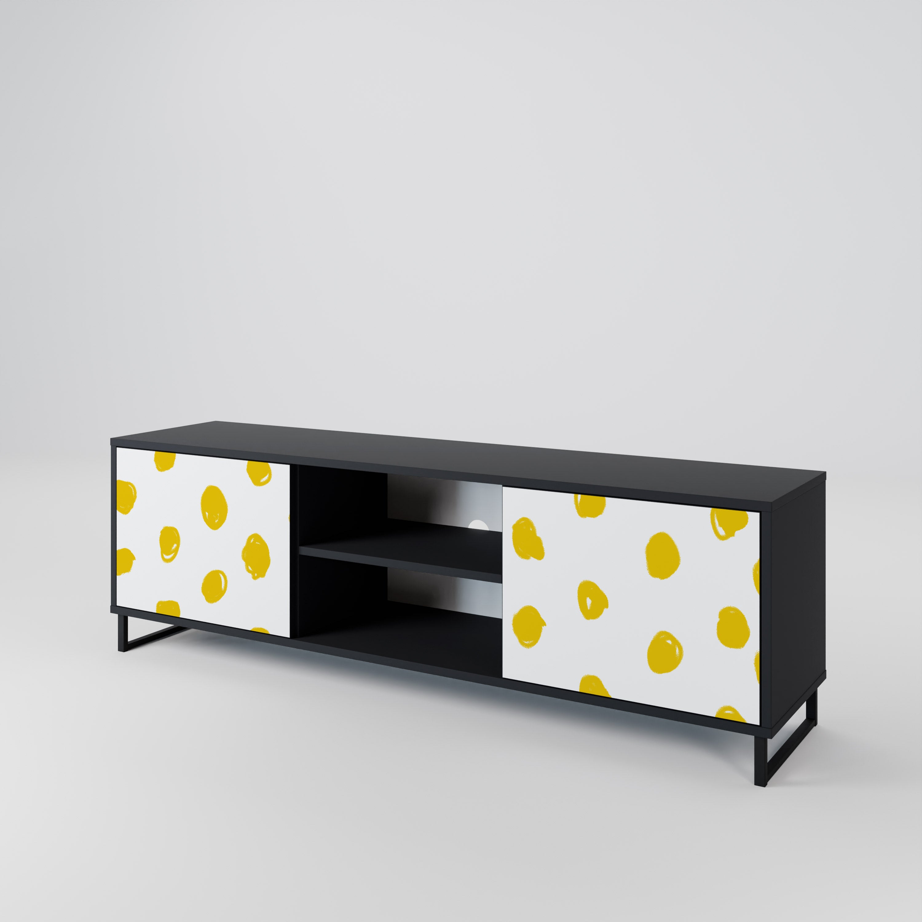 Mueble de TV de 2 puertas RADIANT REVERIE con acabado negro