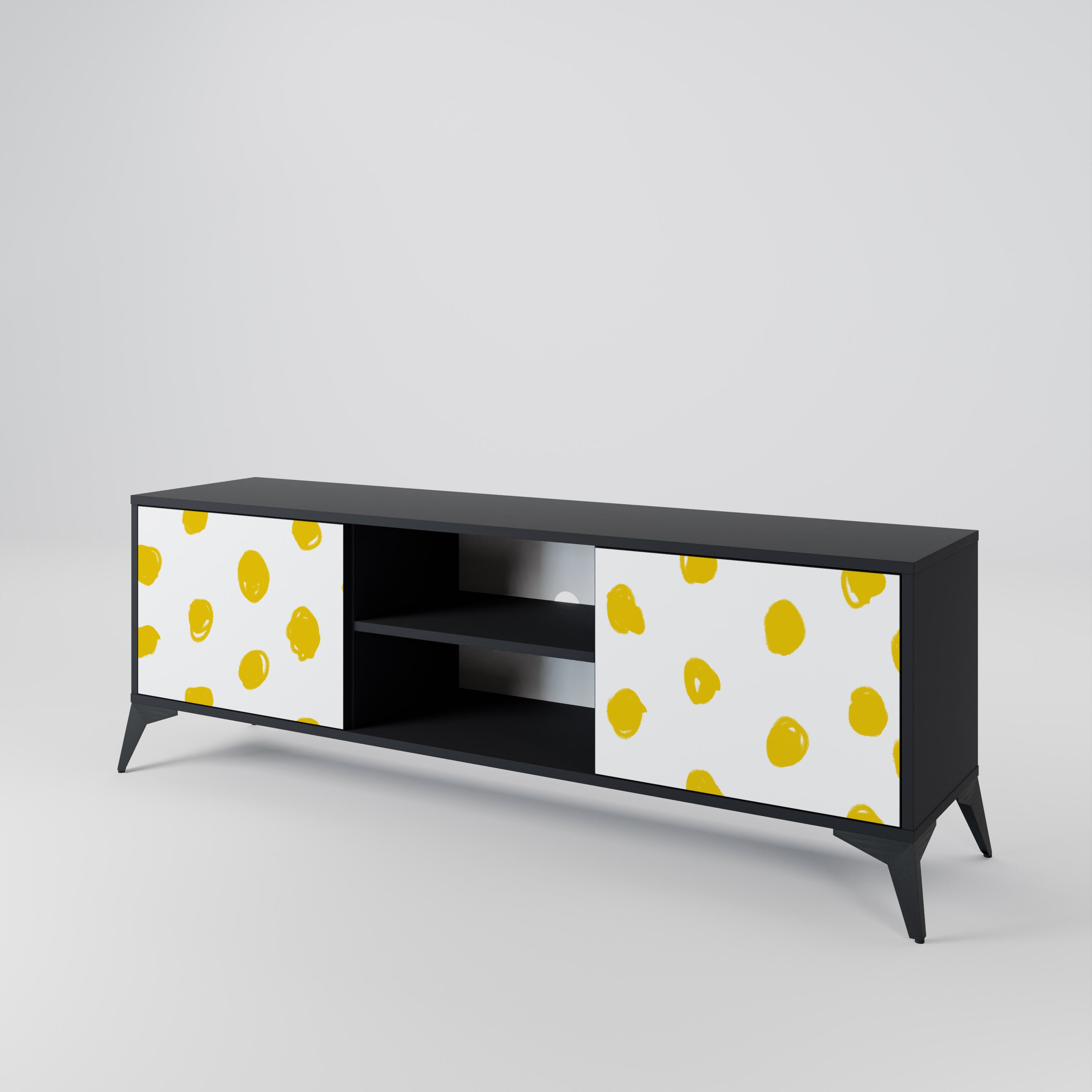 Mueble de TV de 2 puertas RADIANT REVERIE con acabado negro