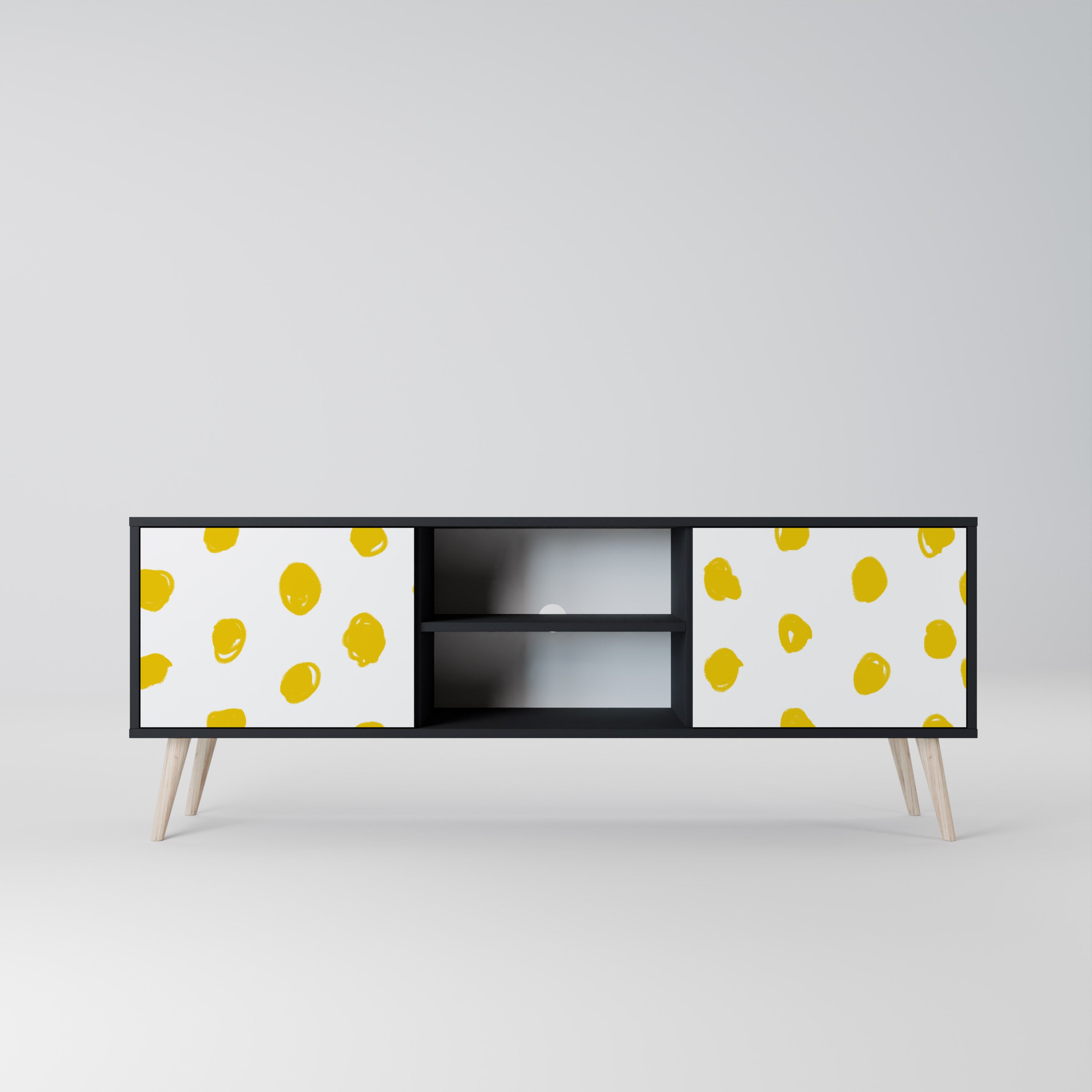 Mueble de TV de 2 puertas RADIANT REVERIE con acabado negro