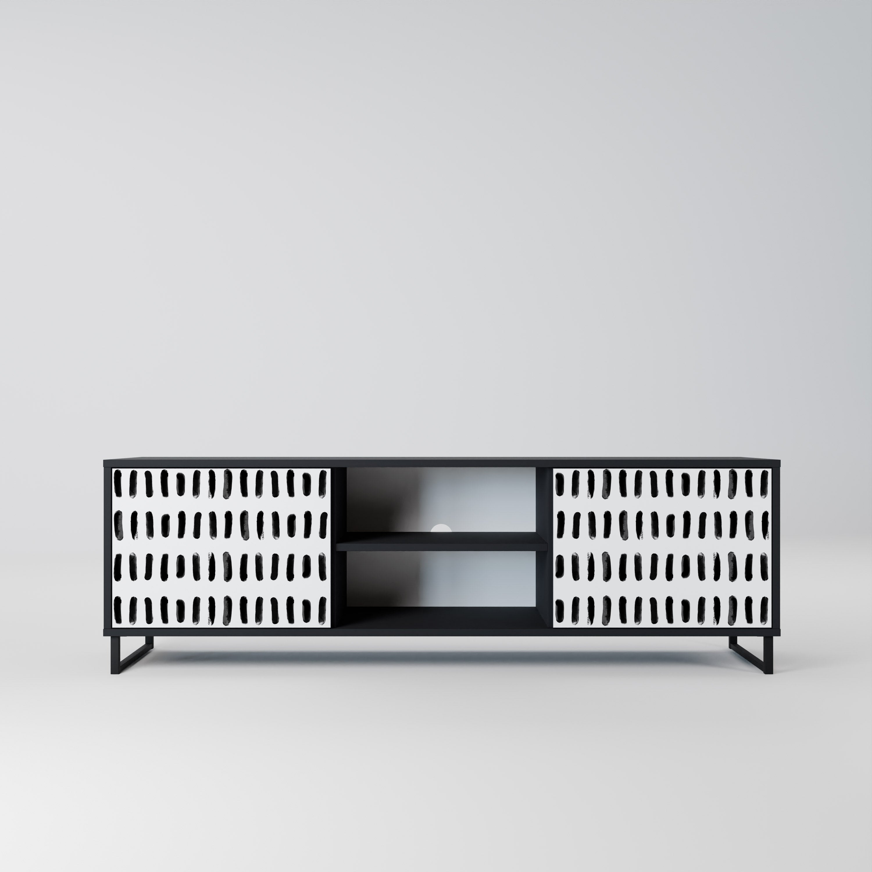Mueble de TV de 2 puertas NIGHTY MELODIES con acabado negro