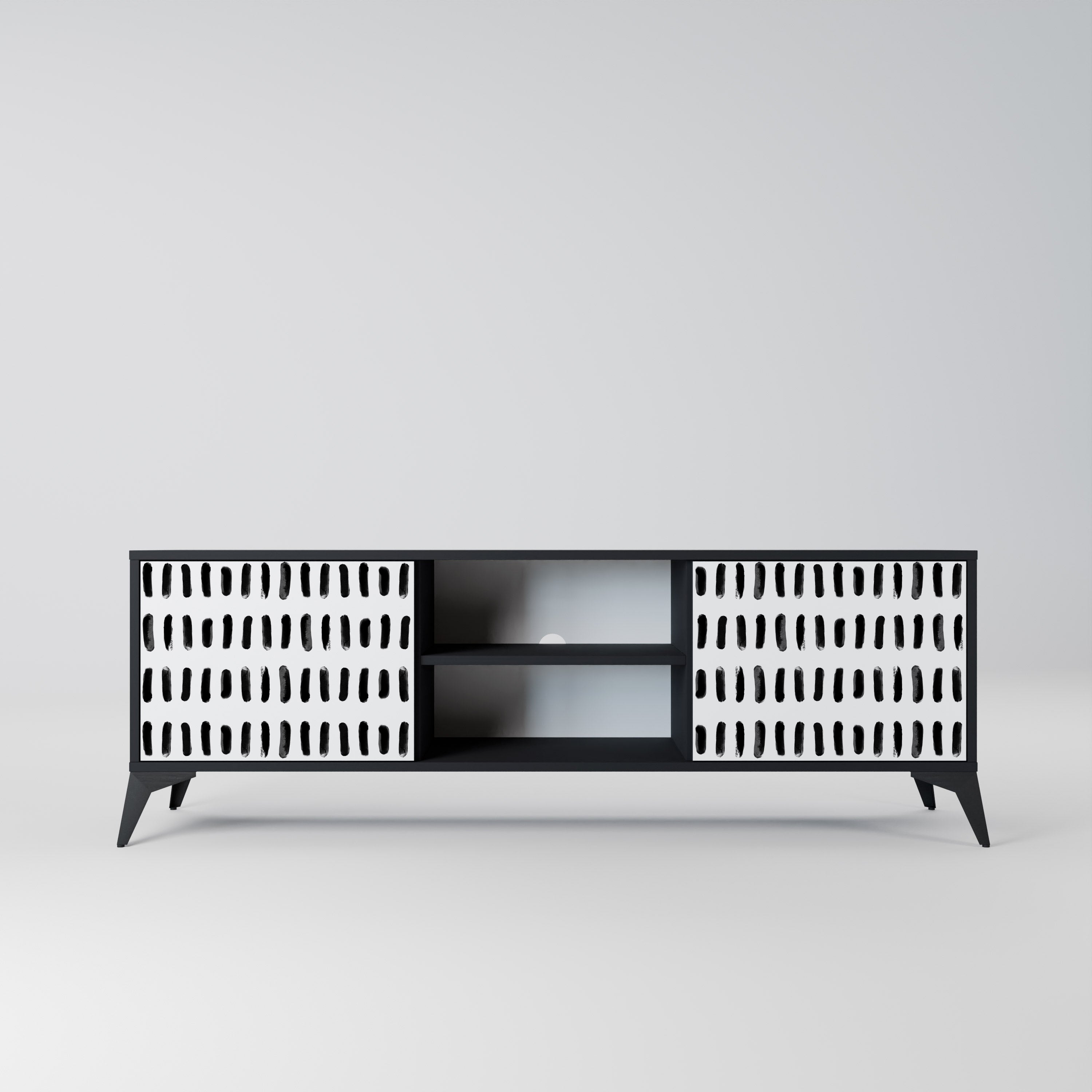 Mueble de TV de 2 puertas NIGHTY MELODIES con acabado negro