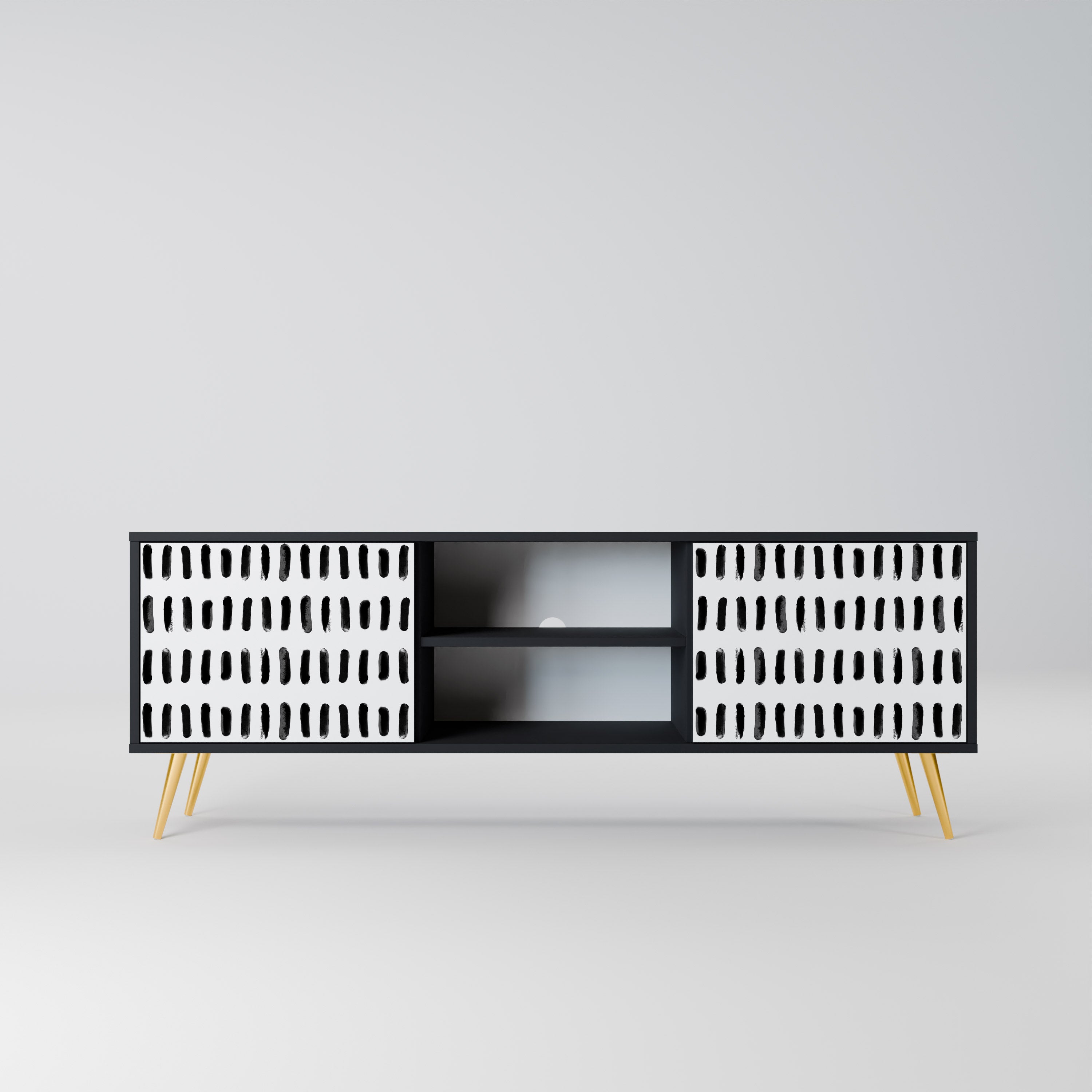 Mueble de TV de 2 puertas NIGHTY MELODIES con acabado negro