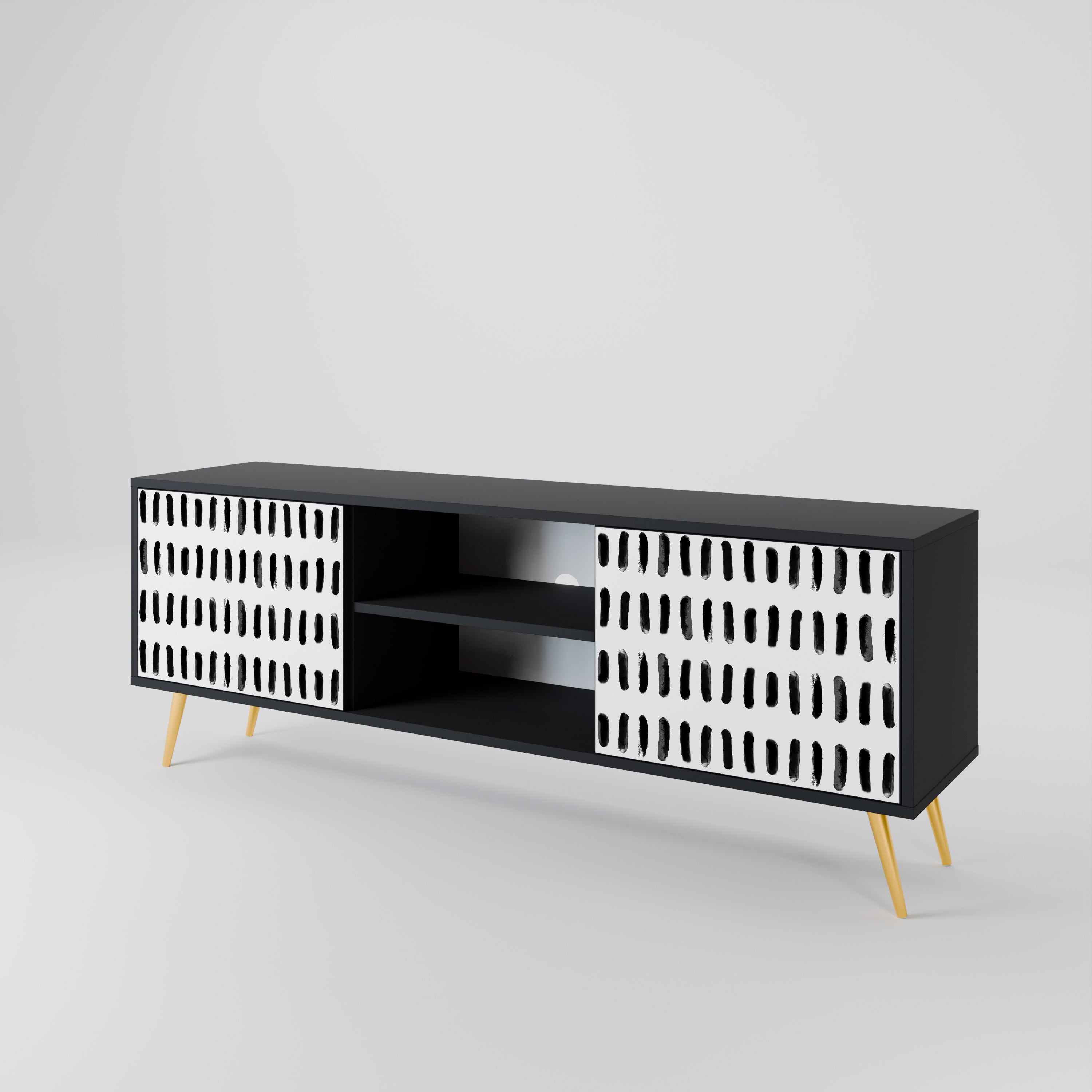 Mueble de TV de 2 puertas NIGHTY MELODIES con acabado negro