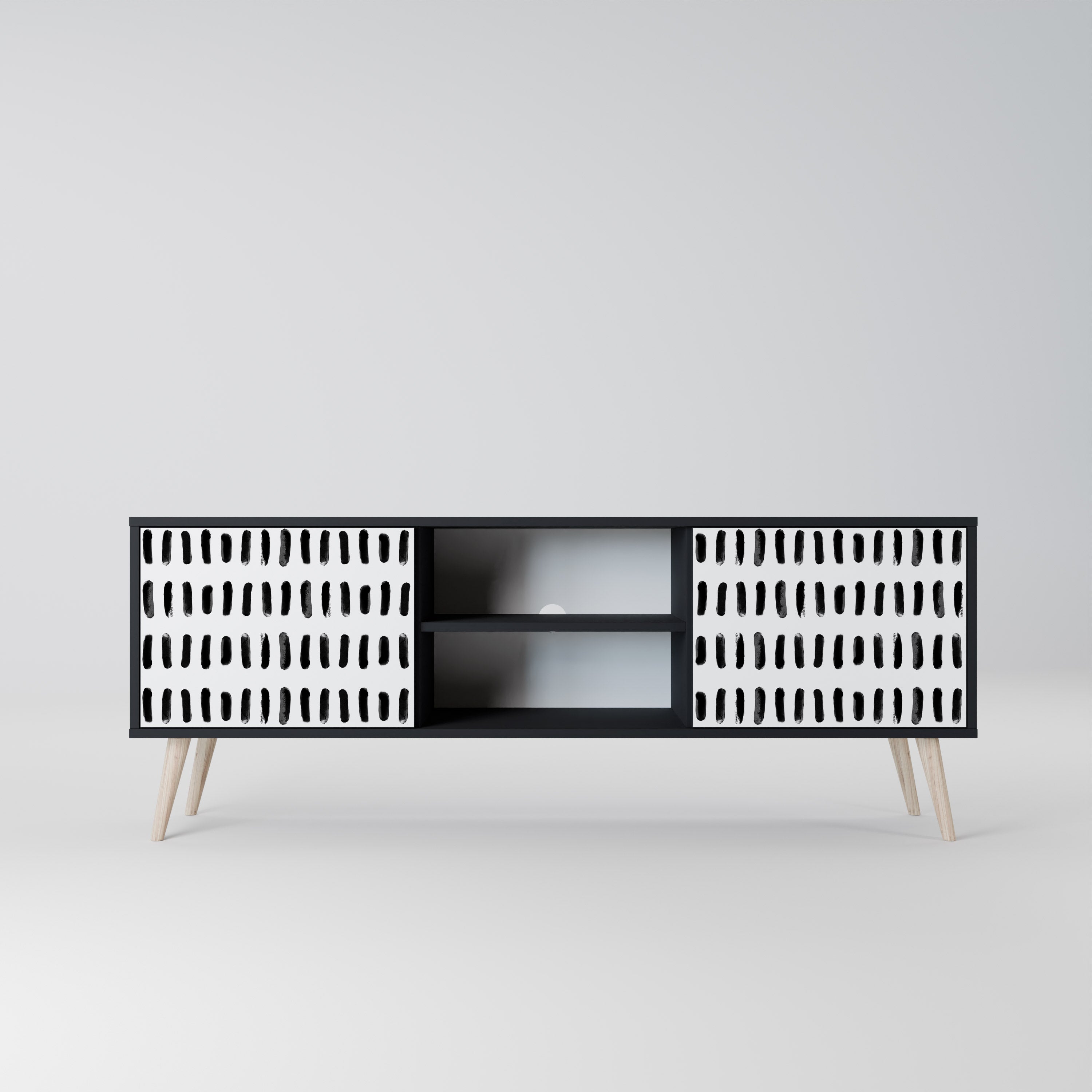 Mueble de TV de 2 puertas NIGHTY MELODIES con acabado negro