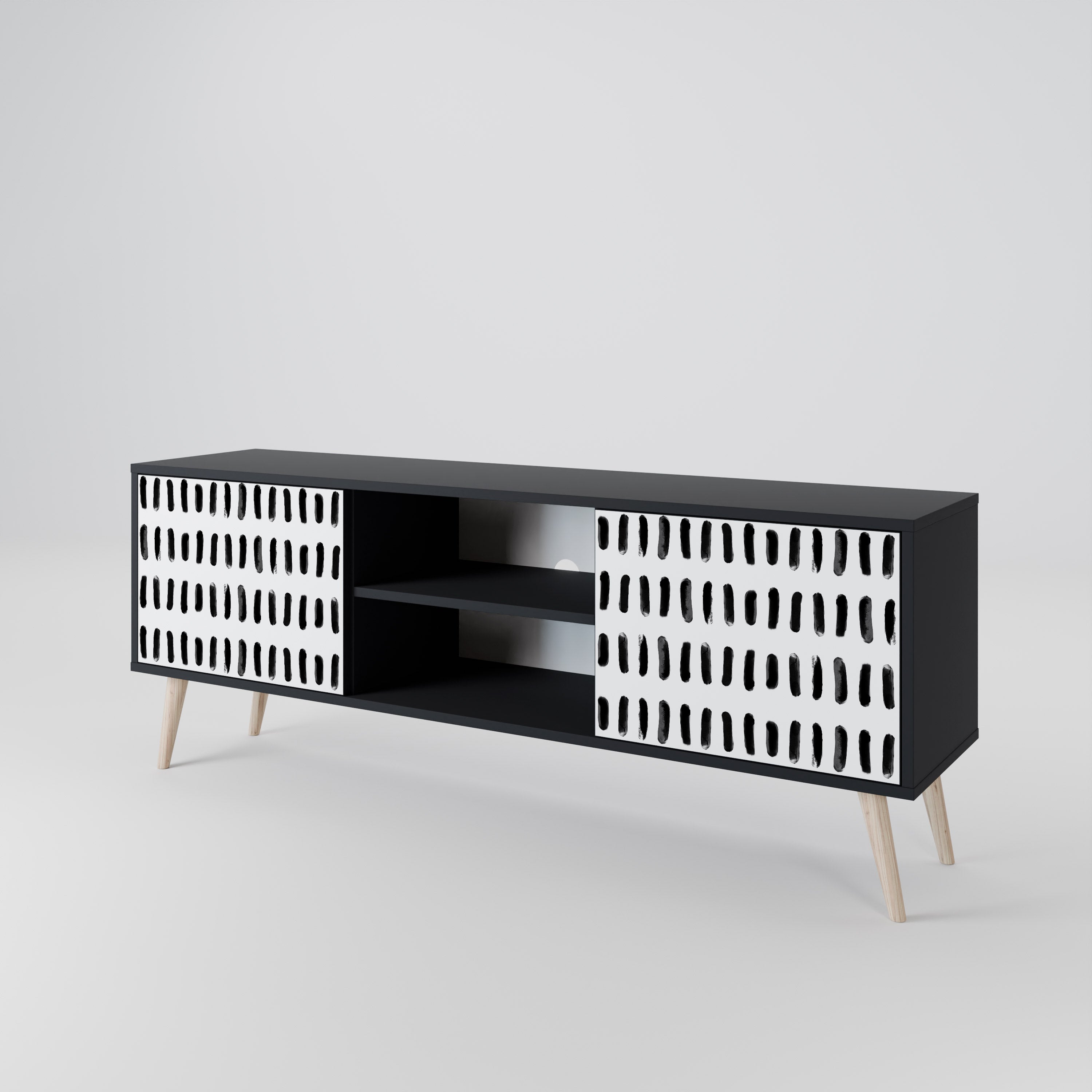 Mueble de TV de 2 puertas NIGHTY MELODIES con acabado negro