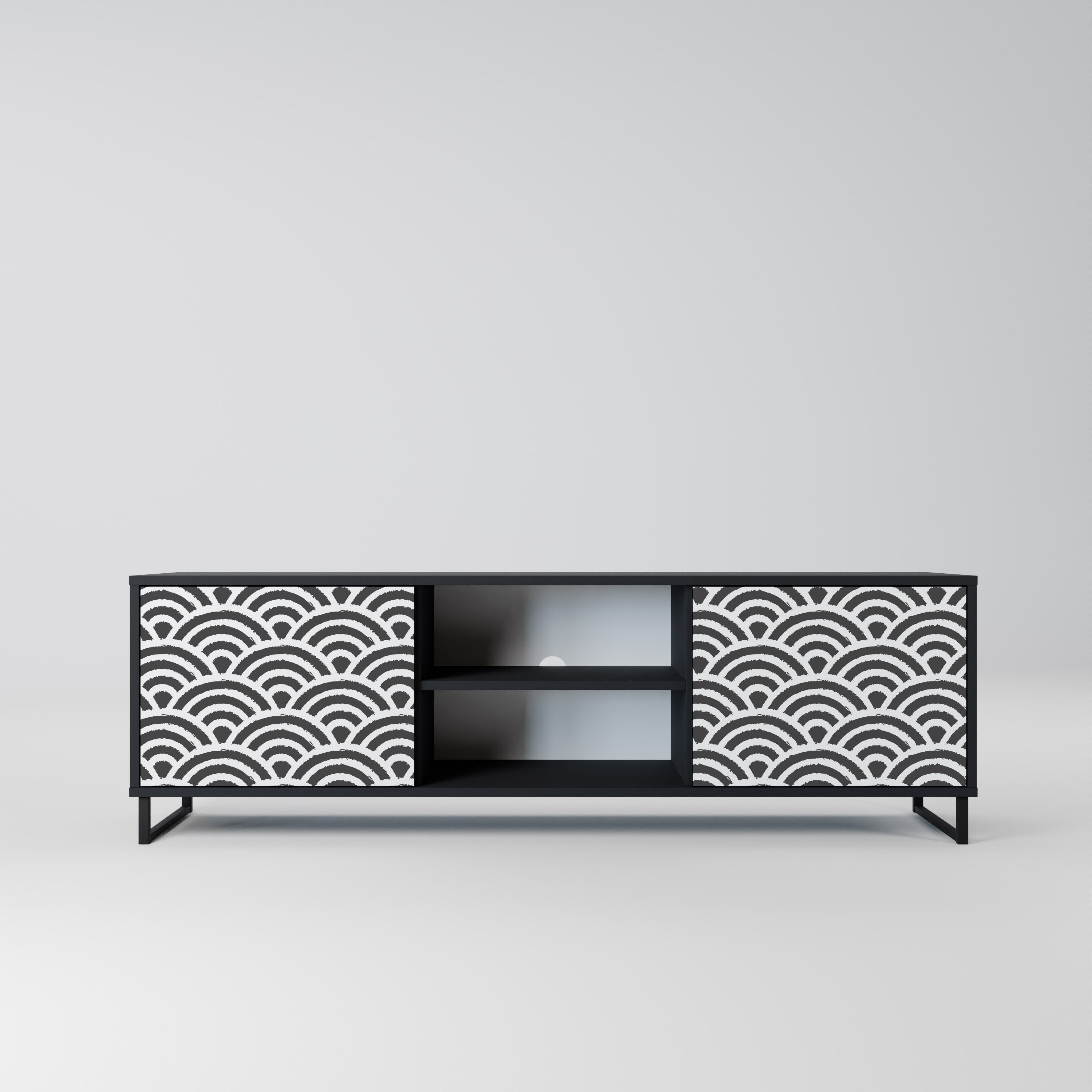 Mueble de TV de 2 puertas GLOOMY HOST con acabado negro