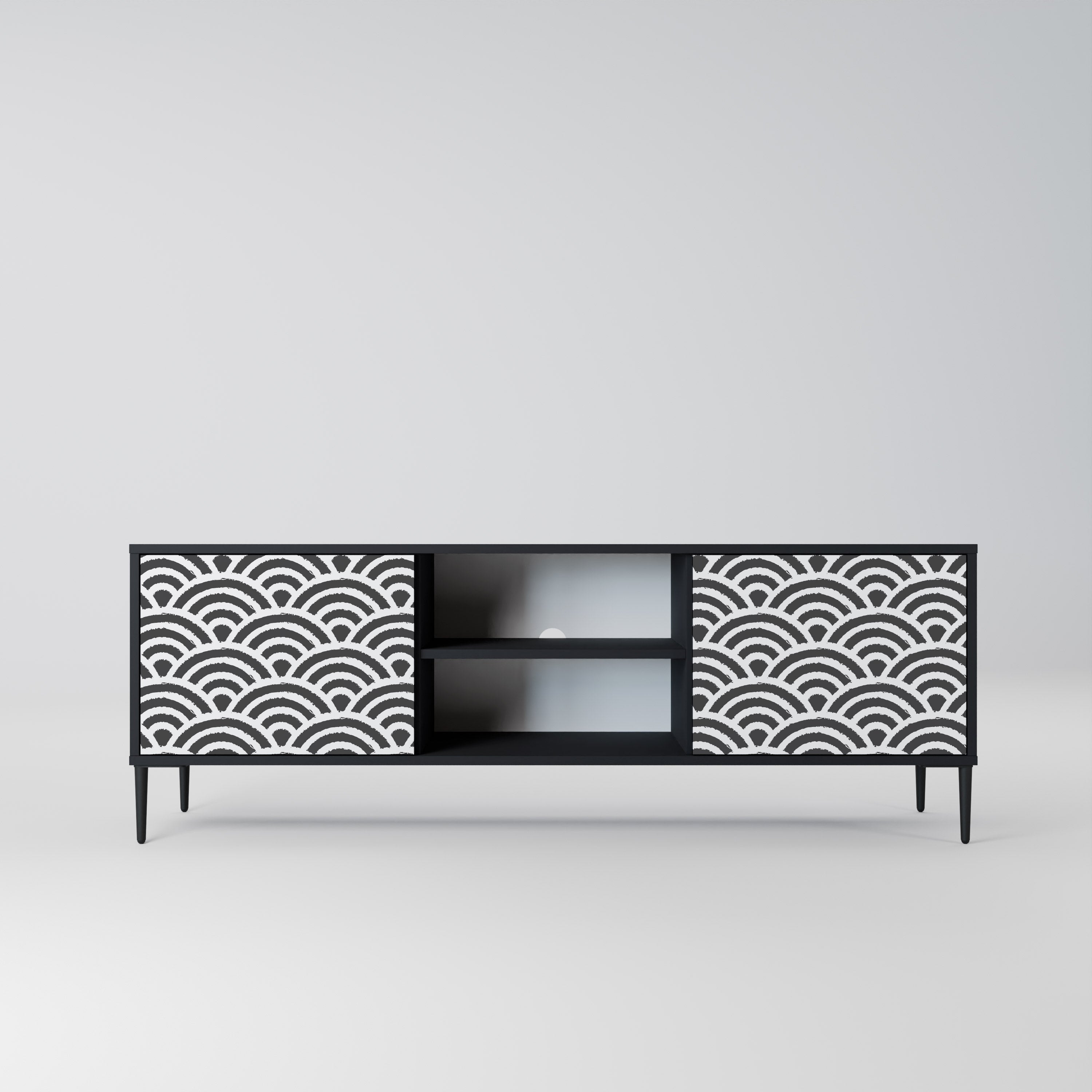 Mueble de TV de 2 puertas GLOOMY HOST con acabado negro