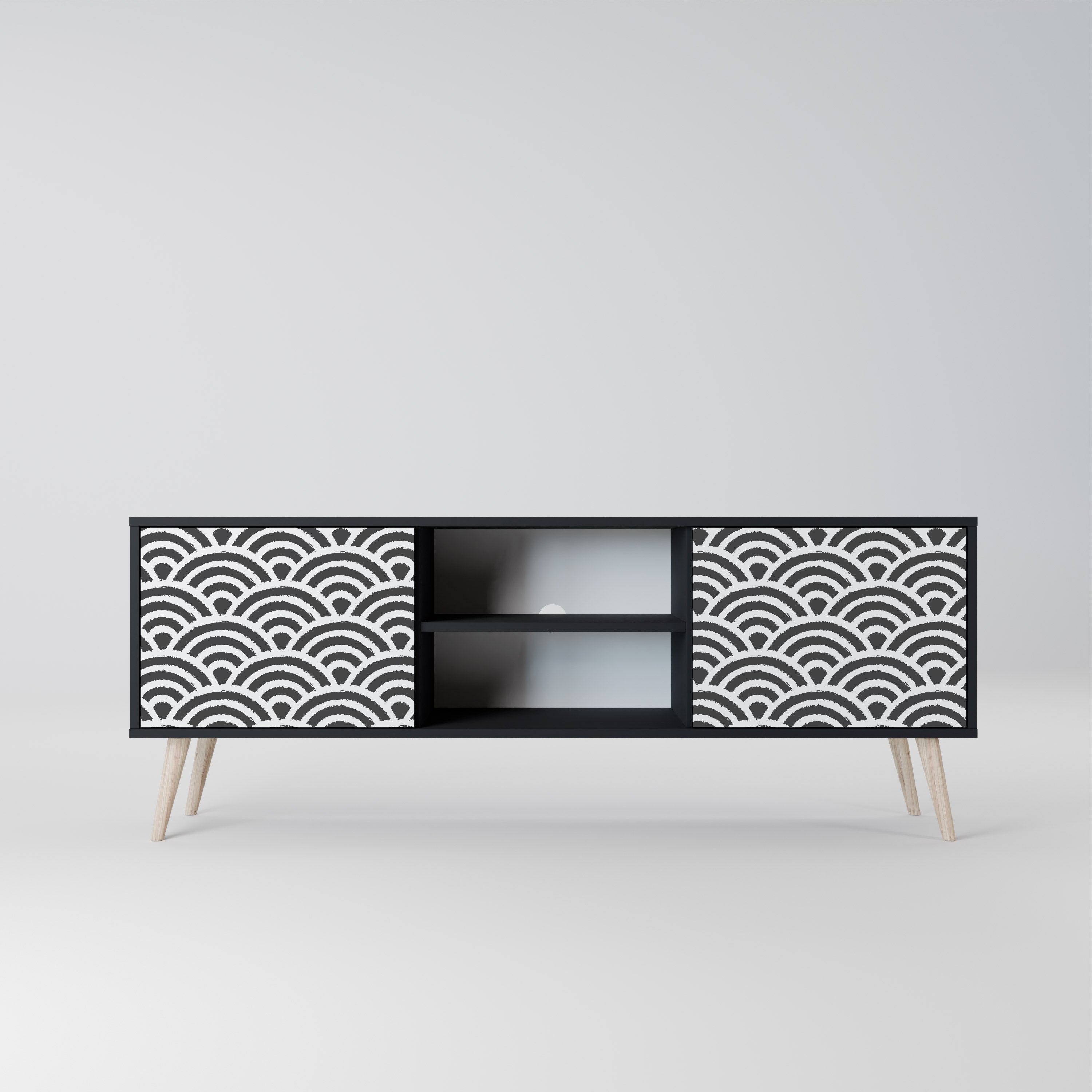 Mueble de TV de 2 puertas GLOOMY HOST con acabado negro