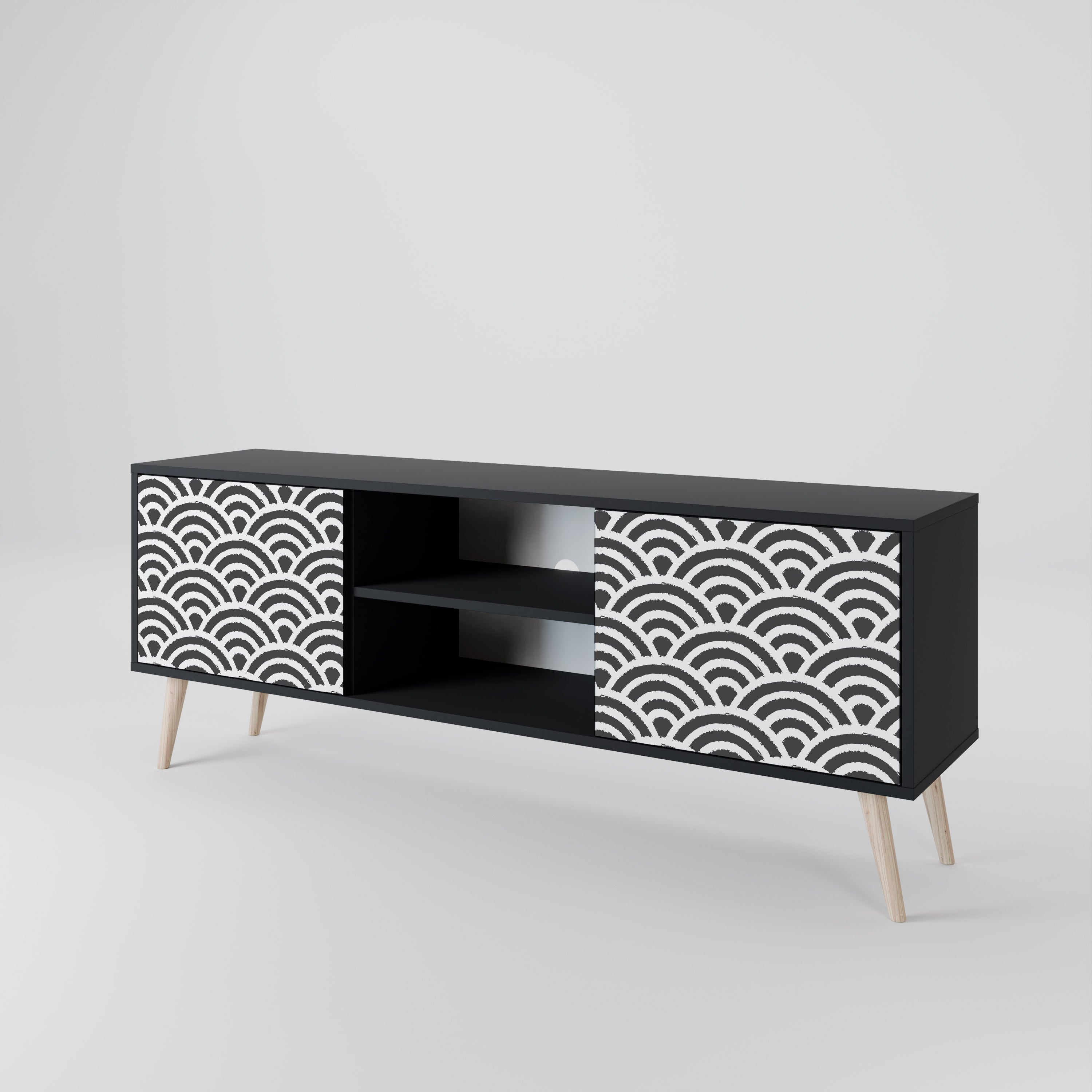 Mueble de TV de 2 puertas GLOOMY HOST con acabado negro