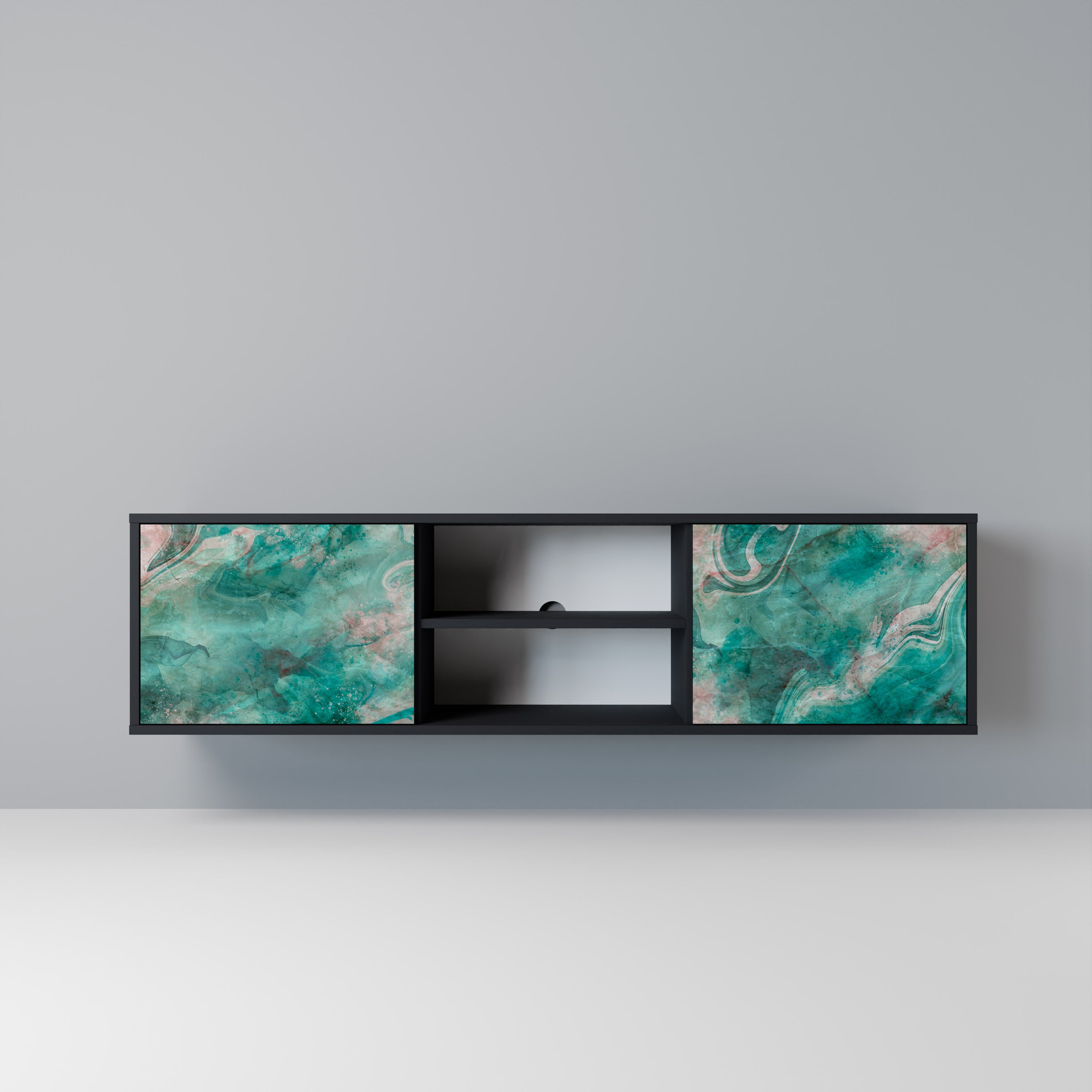 Mueble de TV de 2 puertas ABSTRACT ALCHEMY en acabado negro