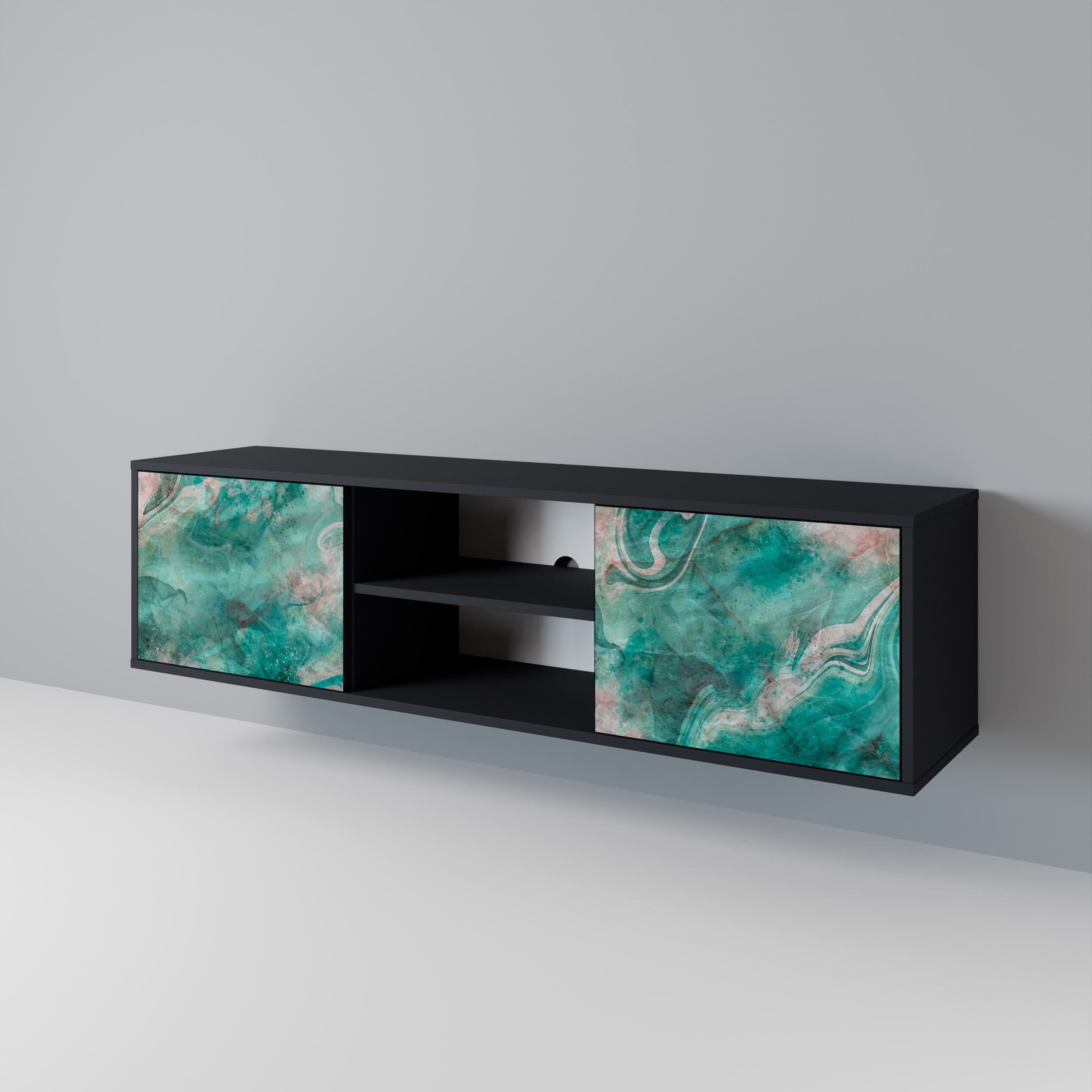 Mueble de TV de 2 puertas ABSTRACT ALCHEMY en acabado negro