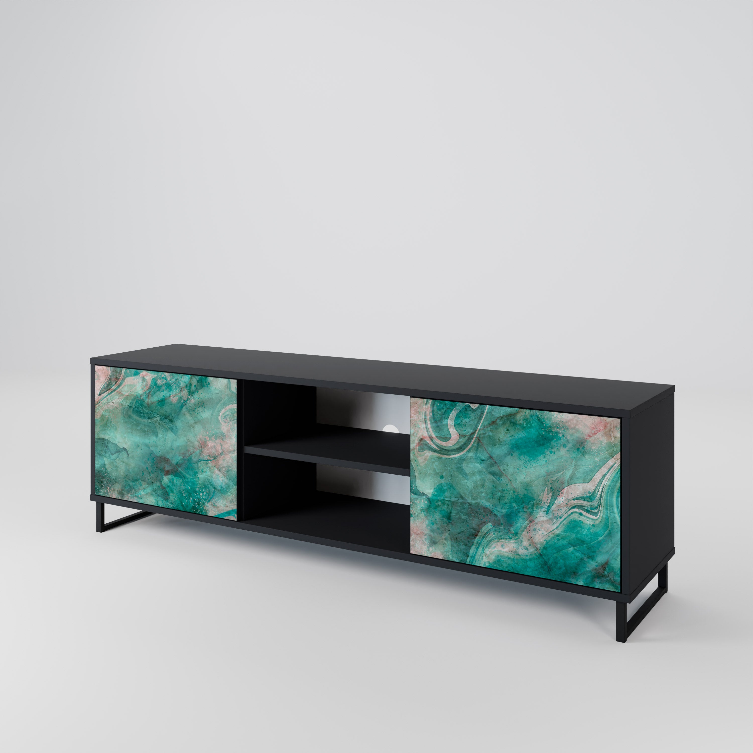 Mueble de TV de 2 puertas ABSTRACT ALCHEMY en acabado negro