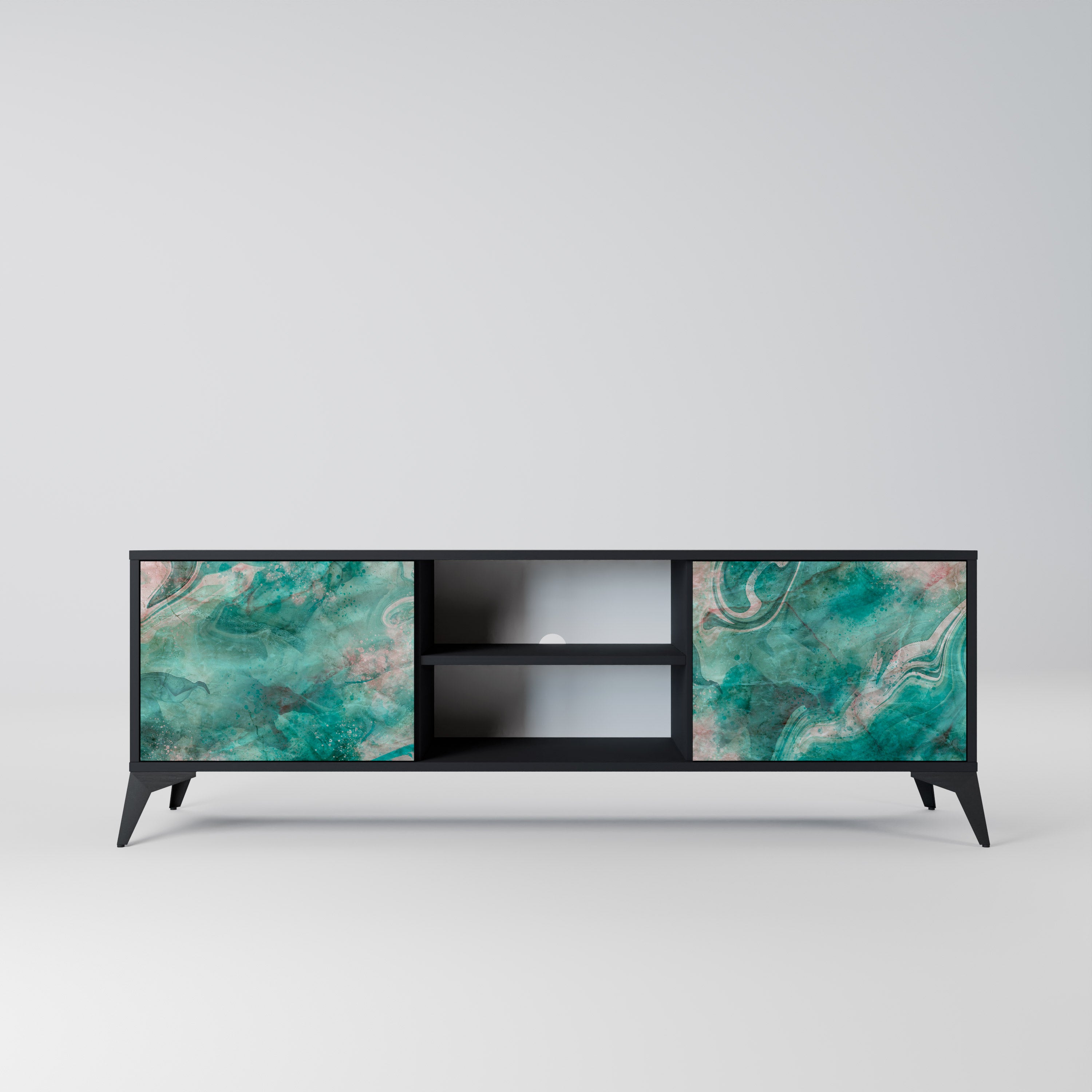 Mueble de TV de 2 puertas ABSTRACT ALCHEMY en acabado negro