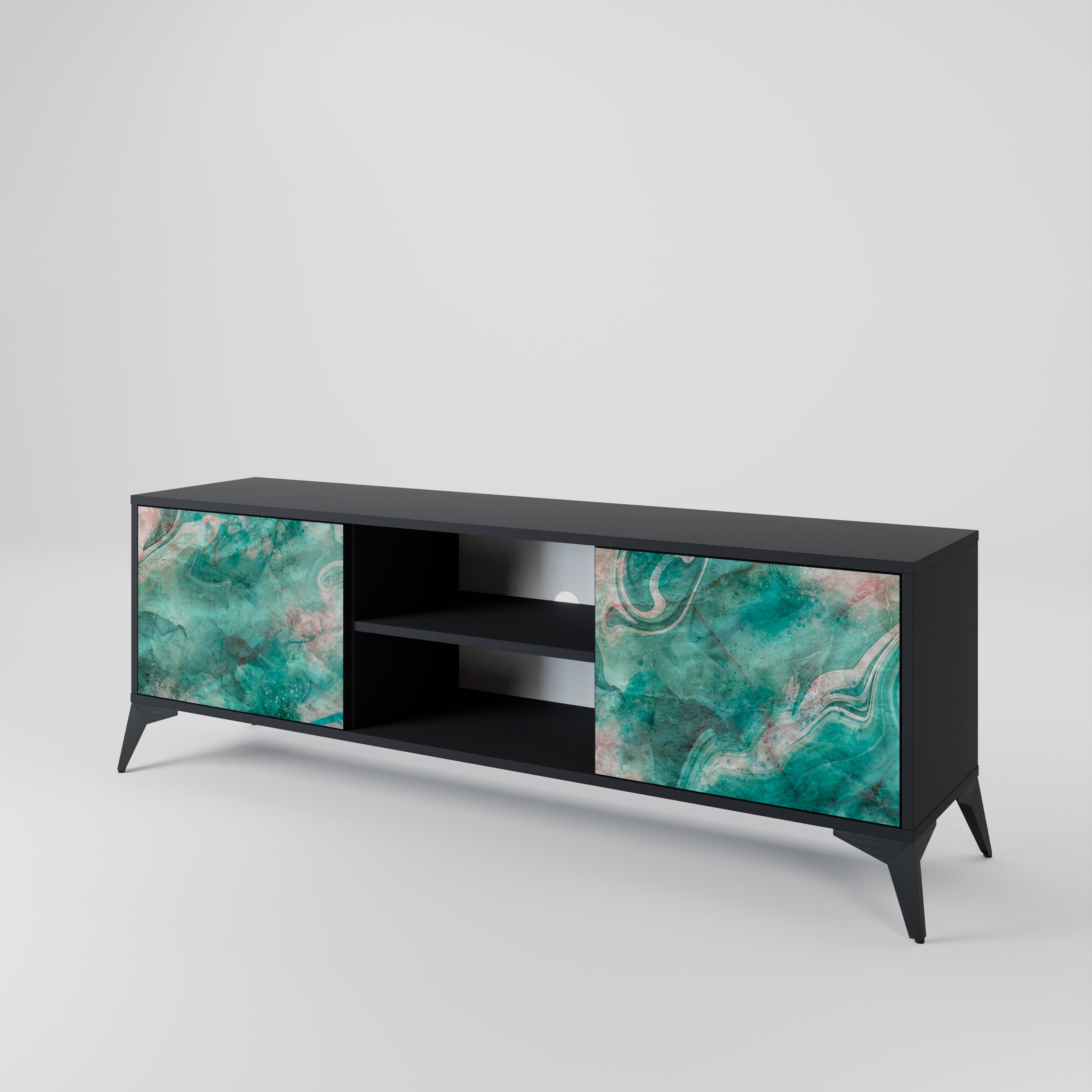Mueble de TV de 2 puertas ABSTRACT ALCHEMY en acabado negro