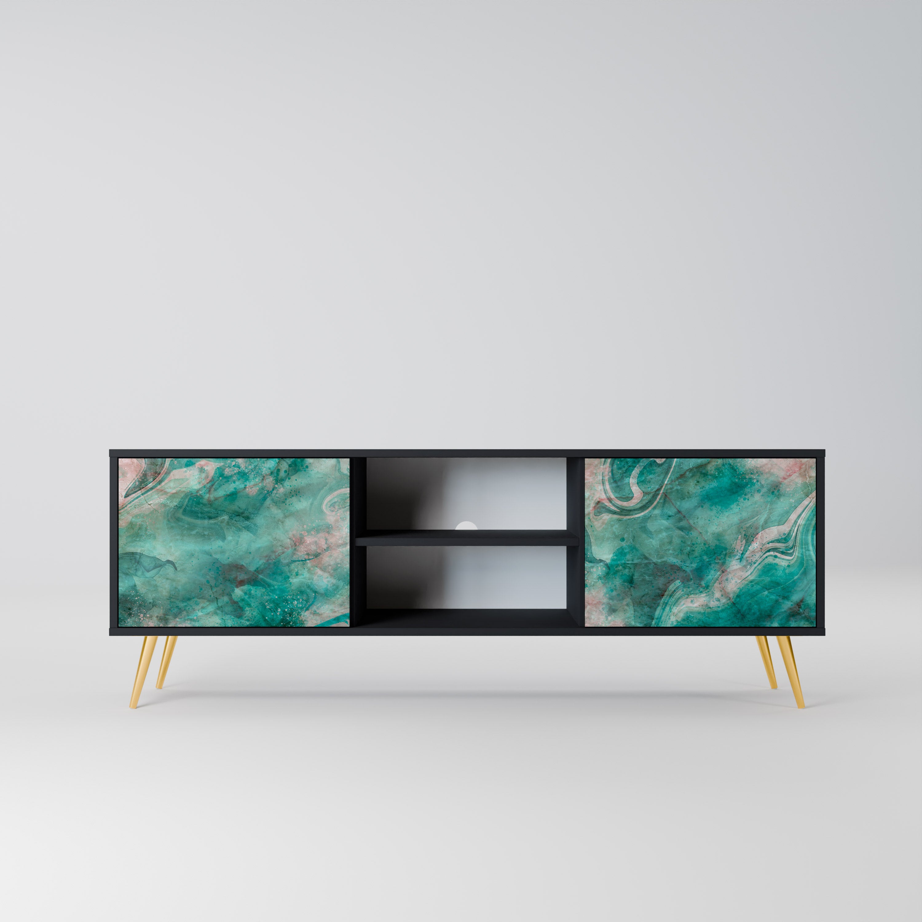 Mueble de TV de 2 puertas ABSTRACT ALCHEMY en acabado negro