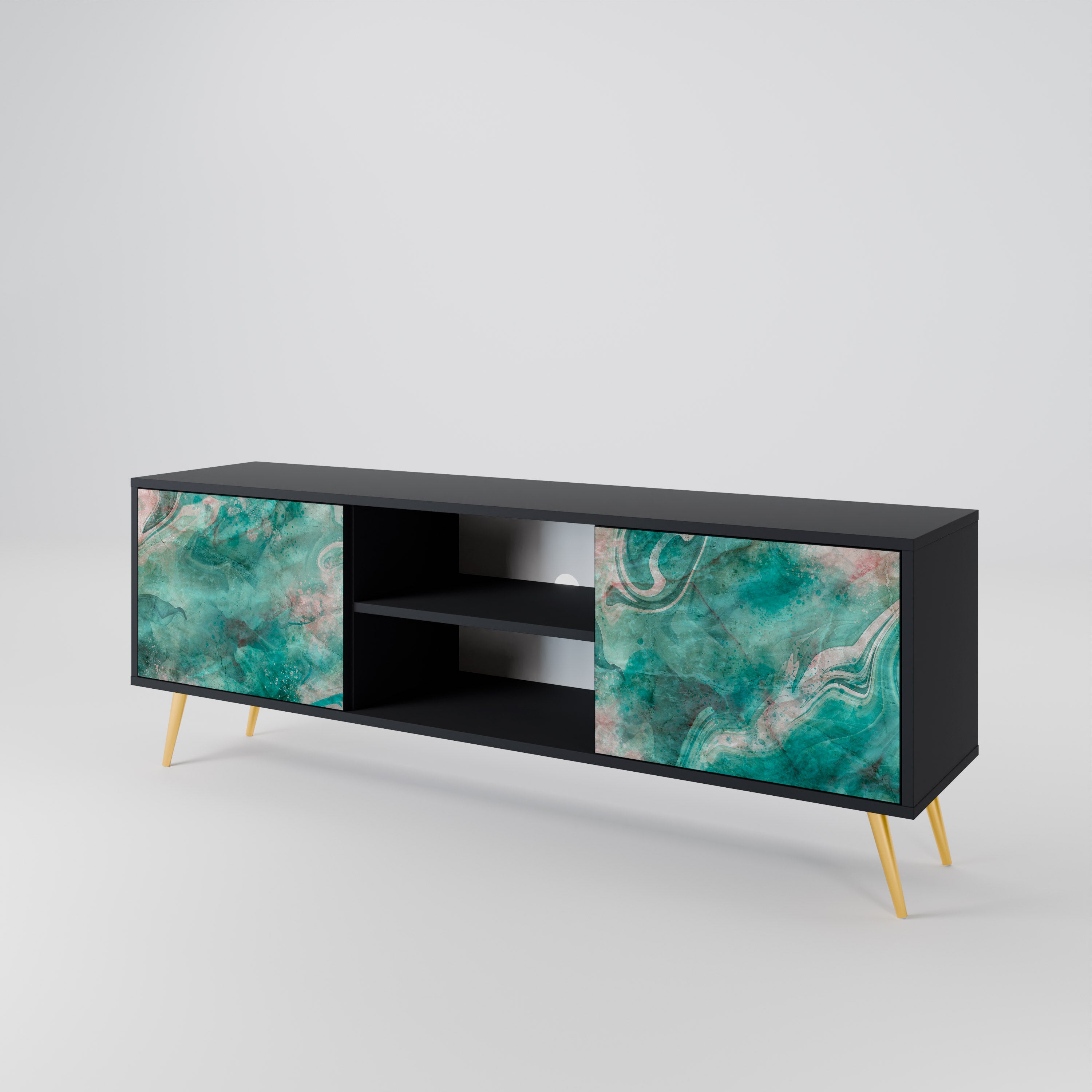 Mueble de TV de 2 puertas ABSTRACT ALCHEMY en acabado negro