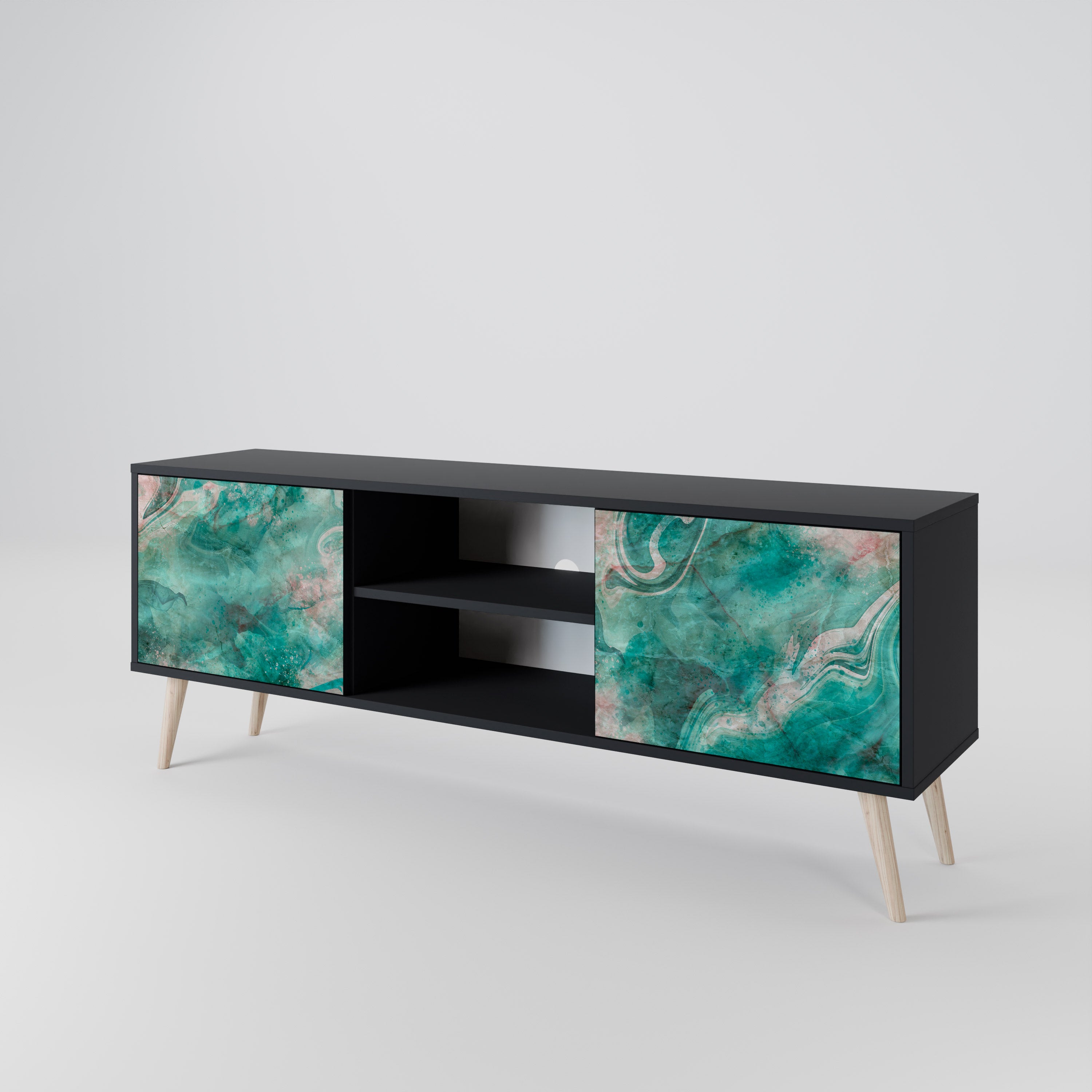 Mueble de TV de 2 puertas ABSTRACT ALCHEMY en acabado negro