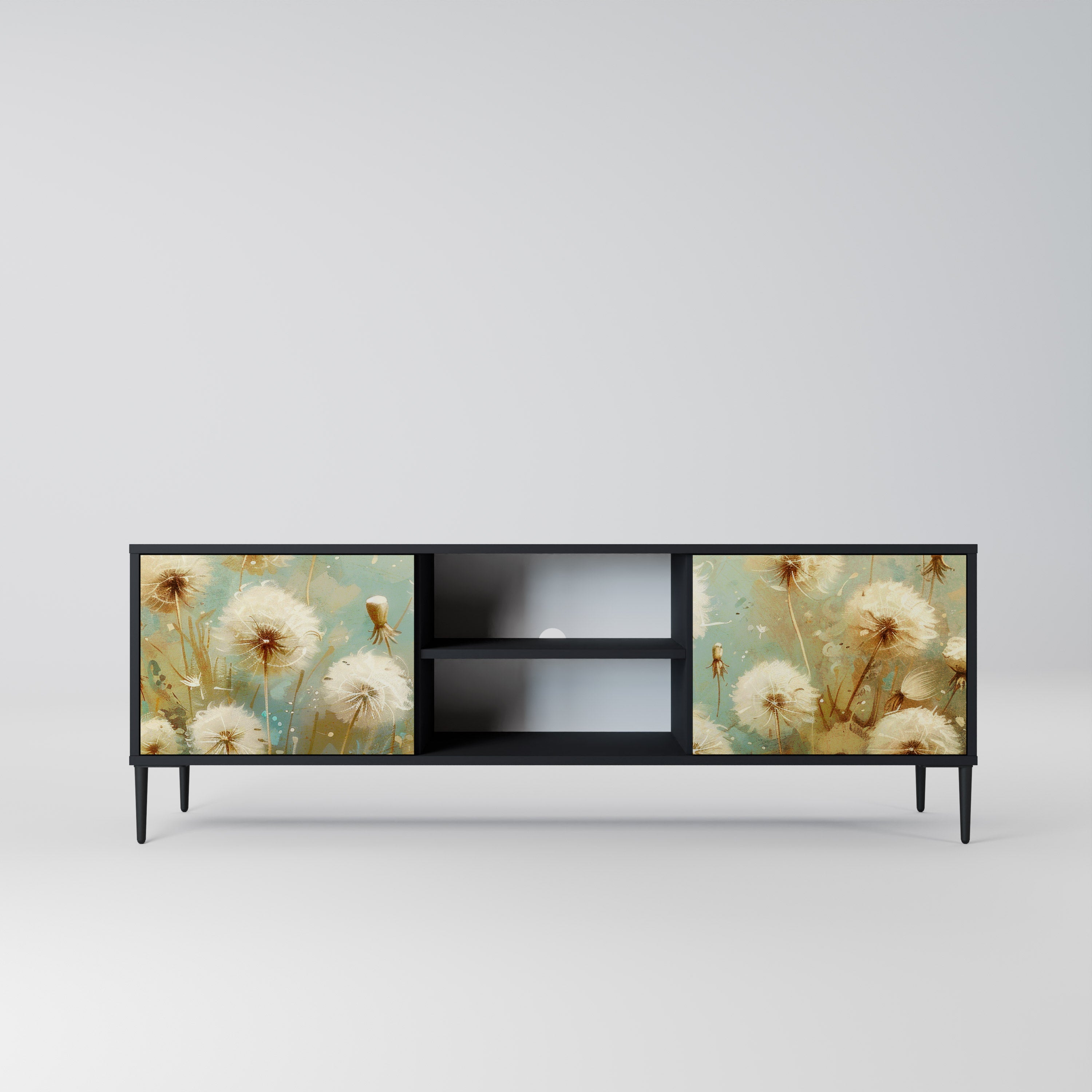Mueble de TV de 2 puertas DREAMY MEADOW con acabado negro