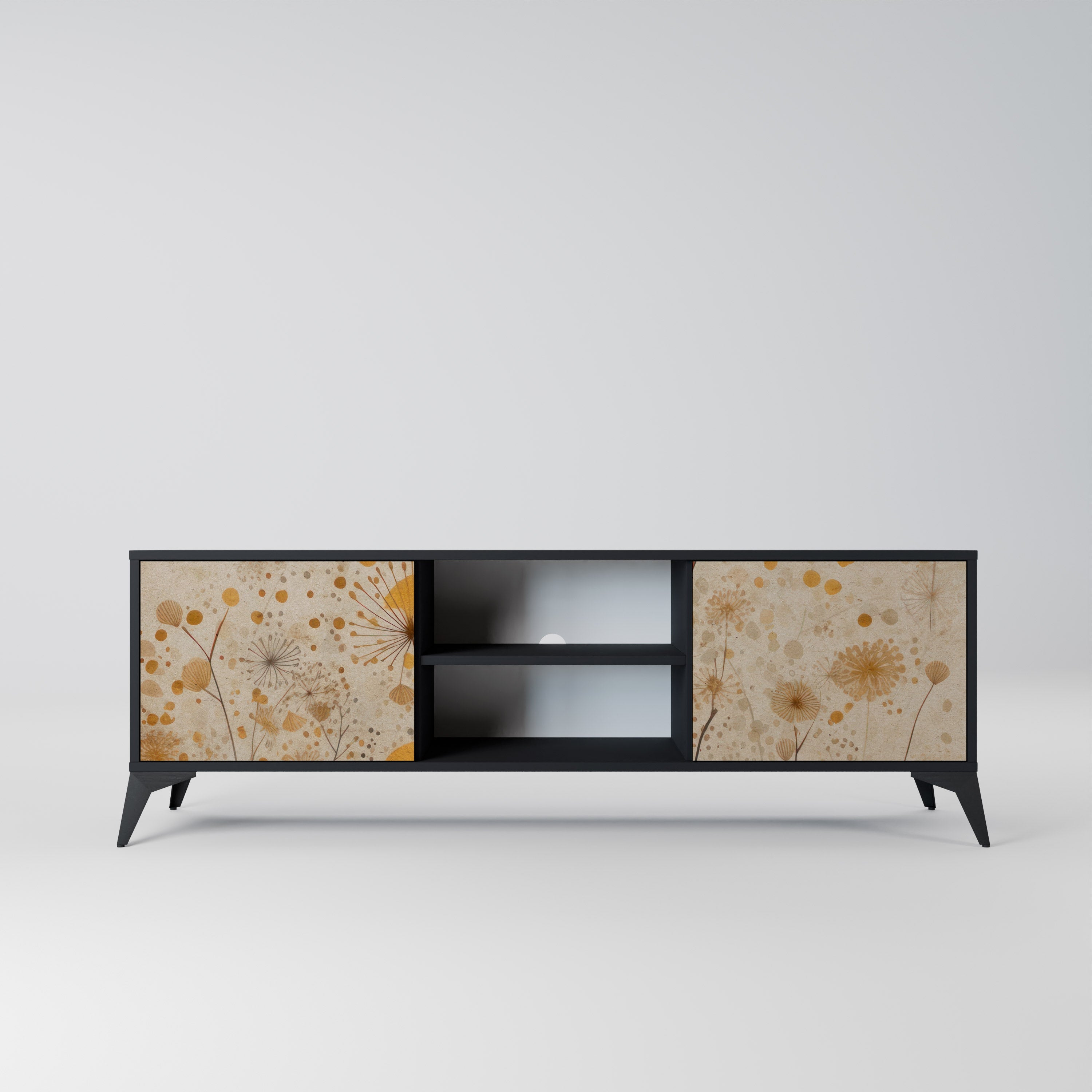 Mueble de TV de 2 puertas MORNING GLADE con acabado negro