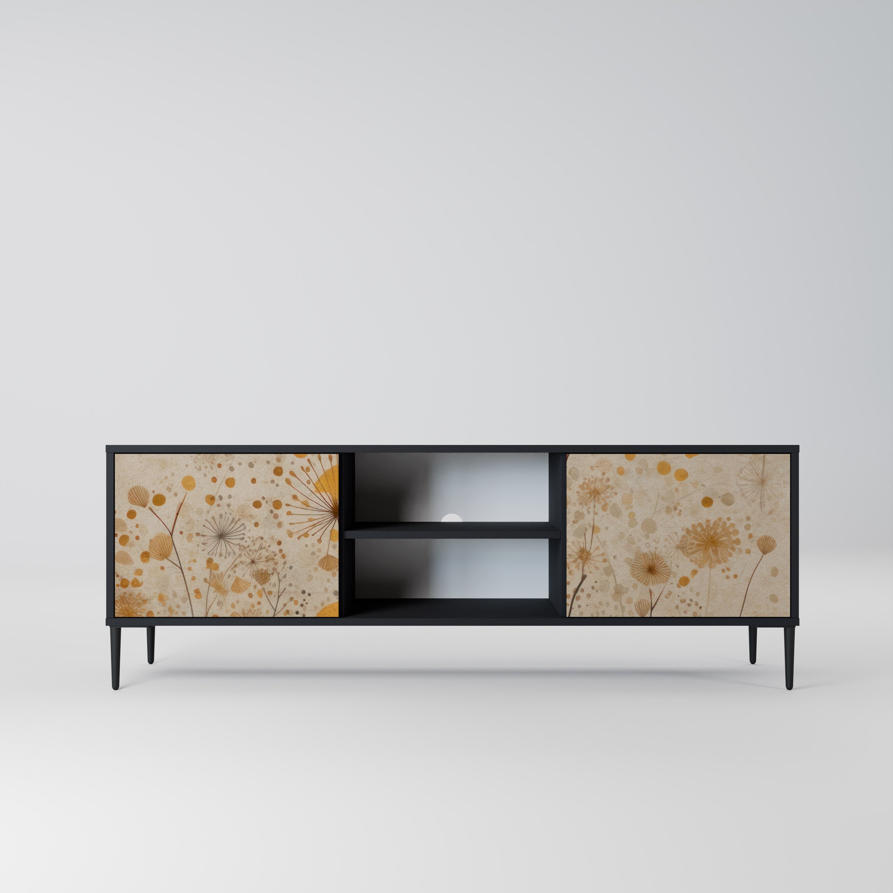Mueble de TV de 2 puertas MORNING GLADE con acabado negro