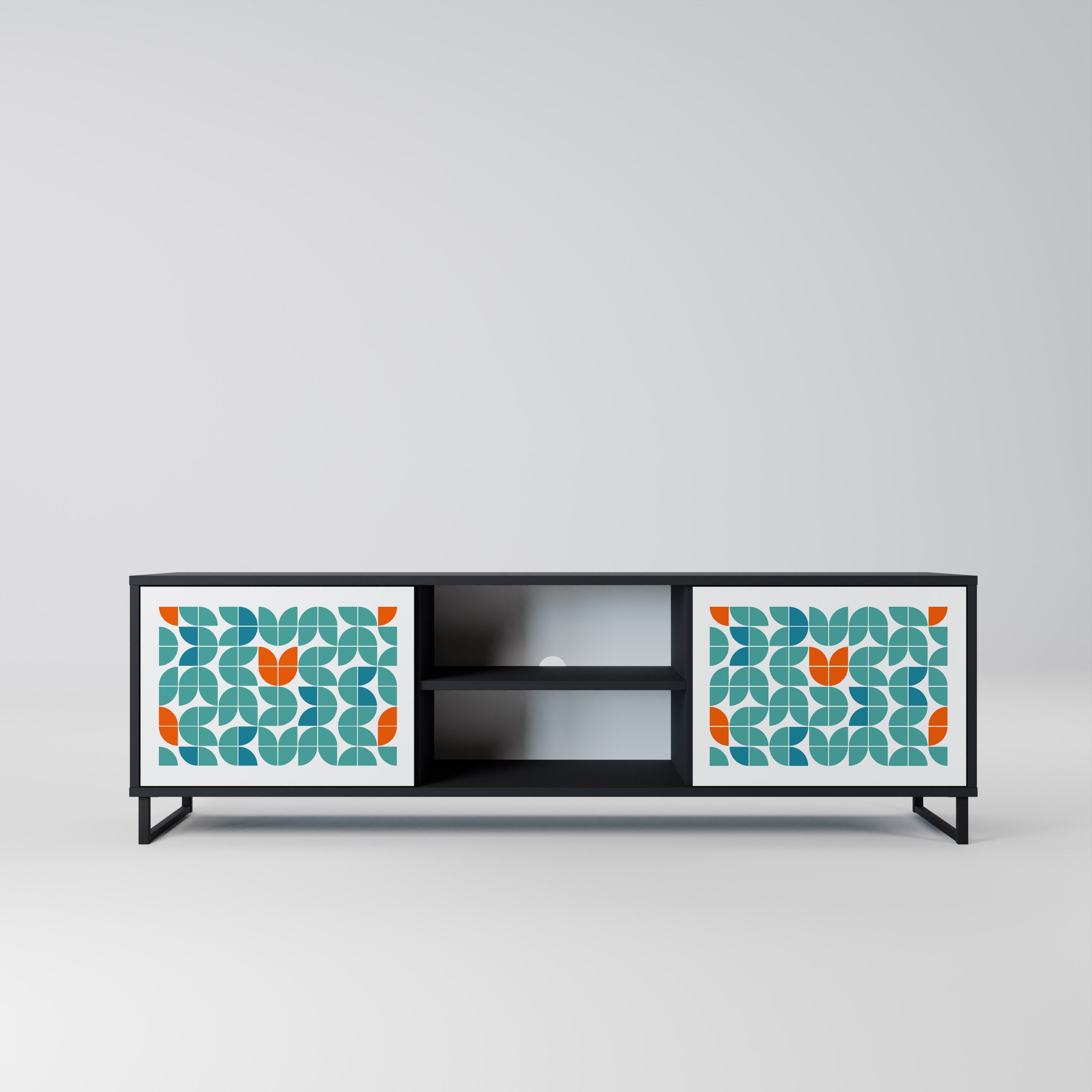 Mueble de TV de 2 puertas BE THE CHANGE con acabado negro