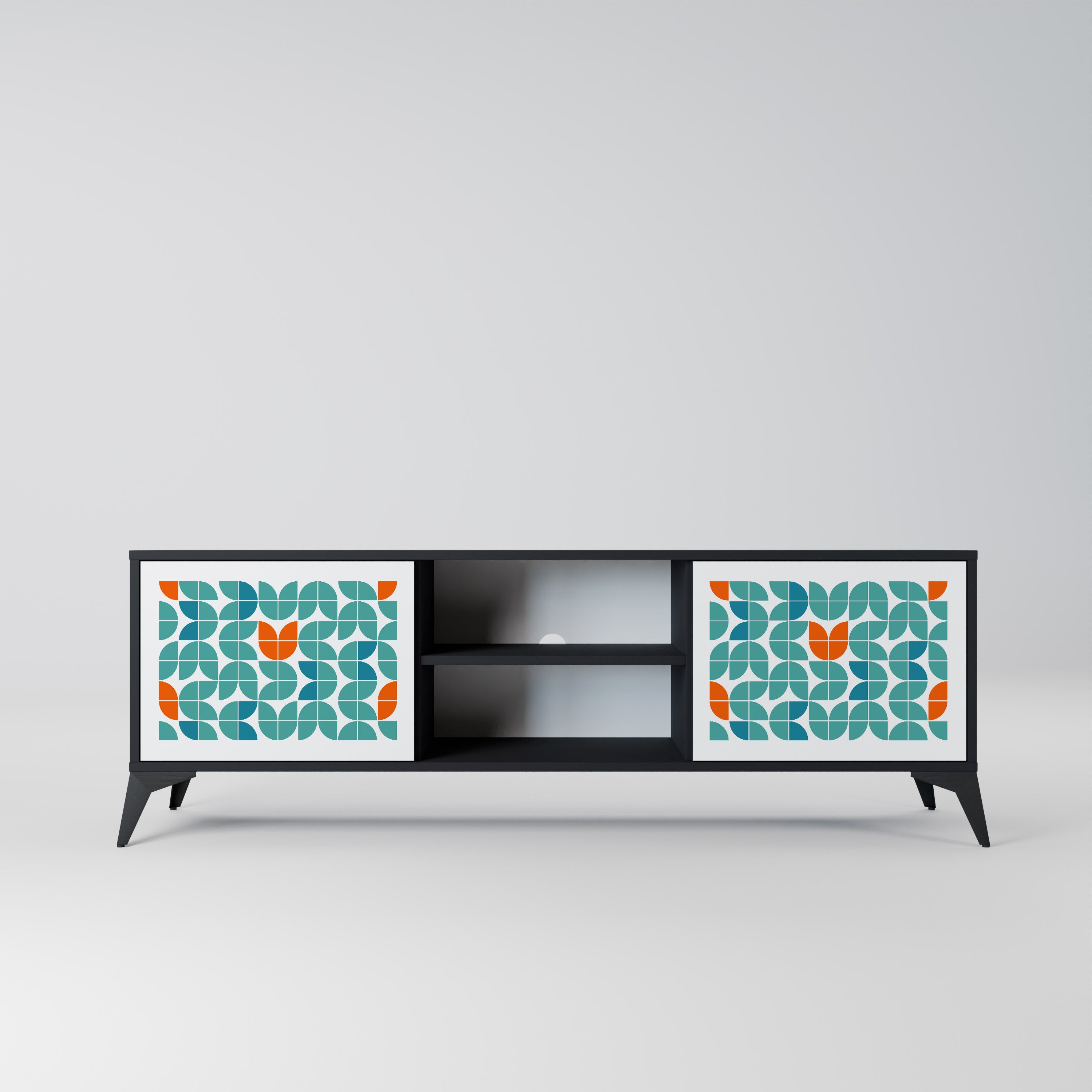 Mueble de TV de 2 puertas BE THE CHANGE con acabado negro