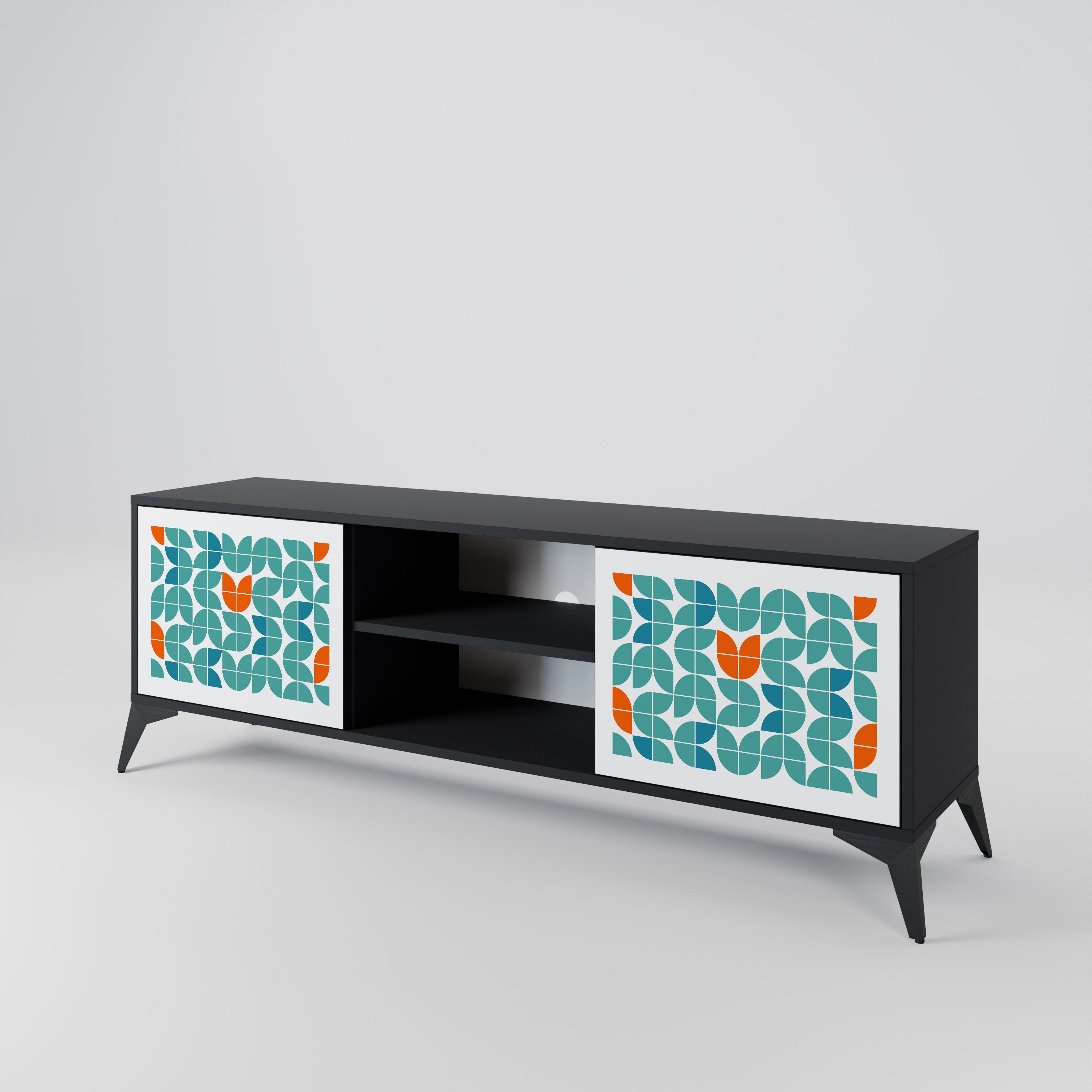Mueble de TV de 2 puertas BE THE CHANGE con acabado negro