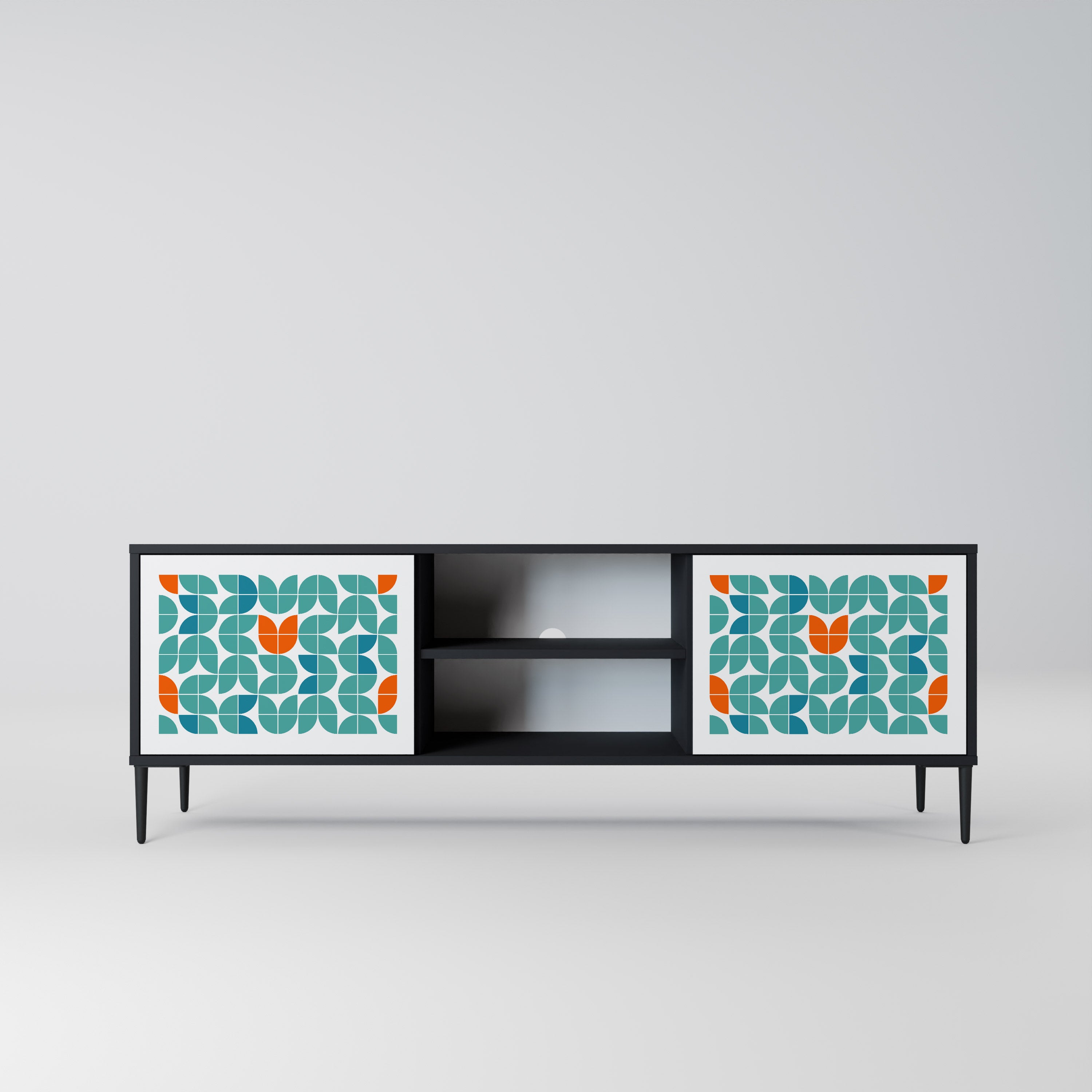Mueble de TV de 2 puertas BE THE CHANGE con acabado negro