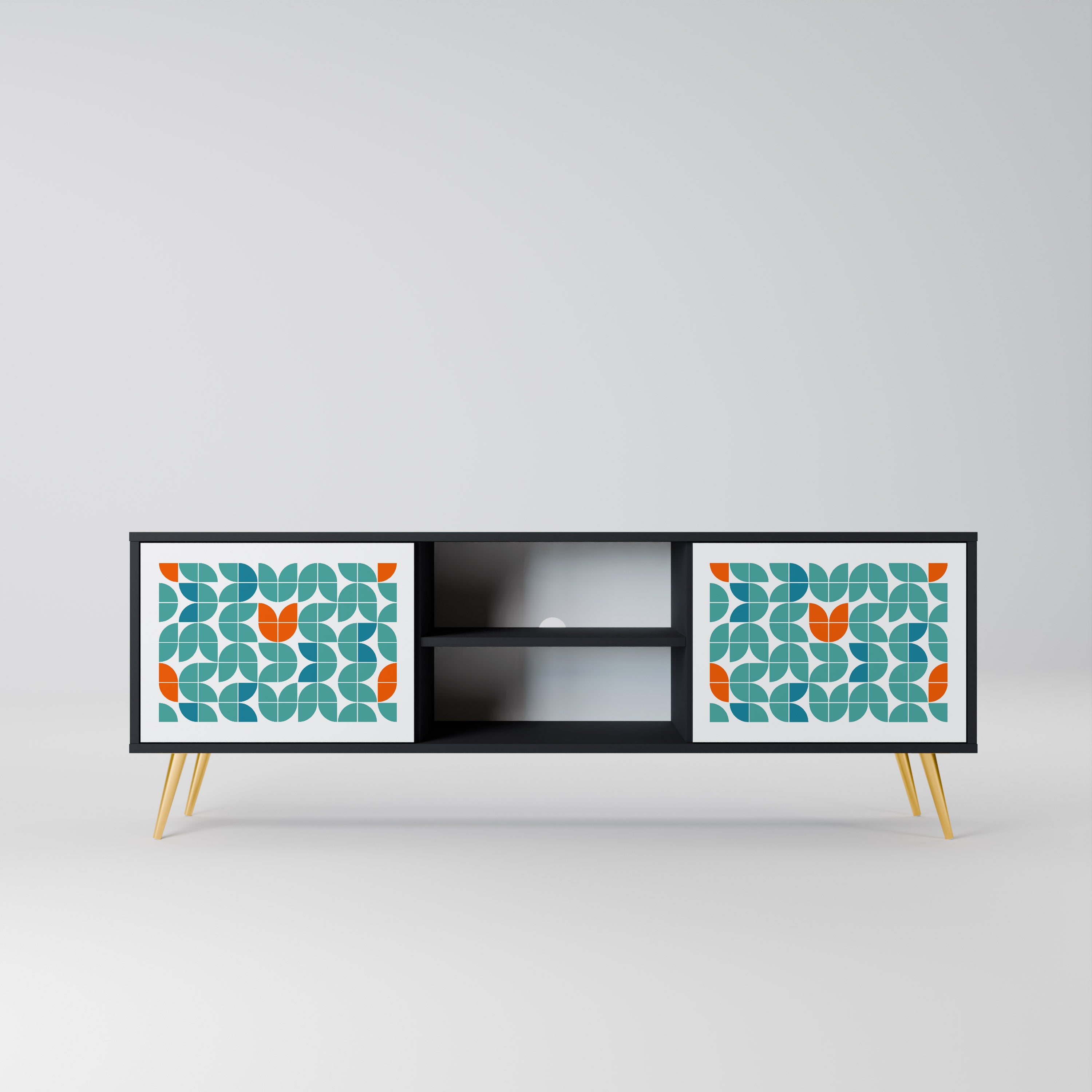 Mueble de TV de 2 puertas BE THE CHANGE con acabado negro