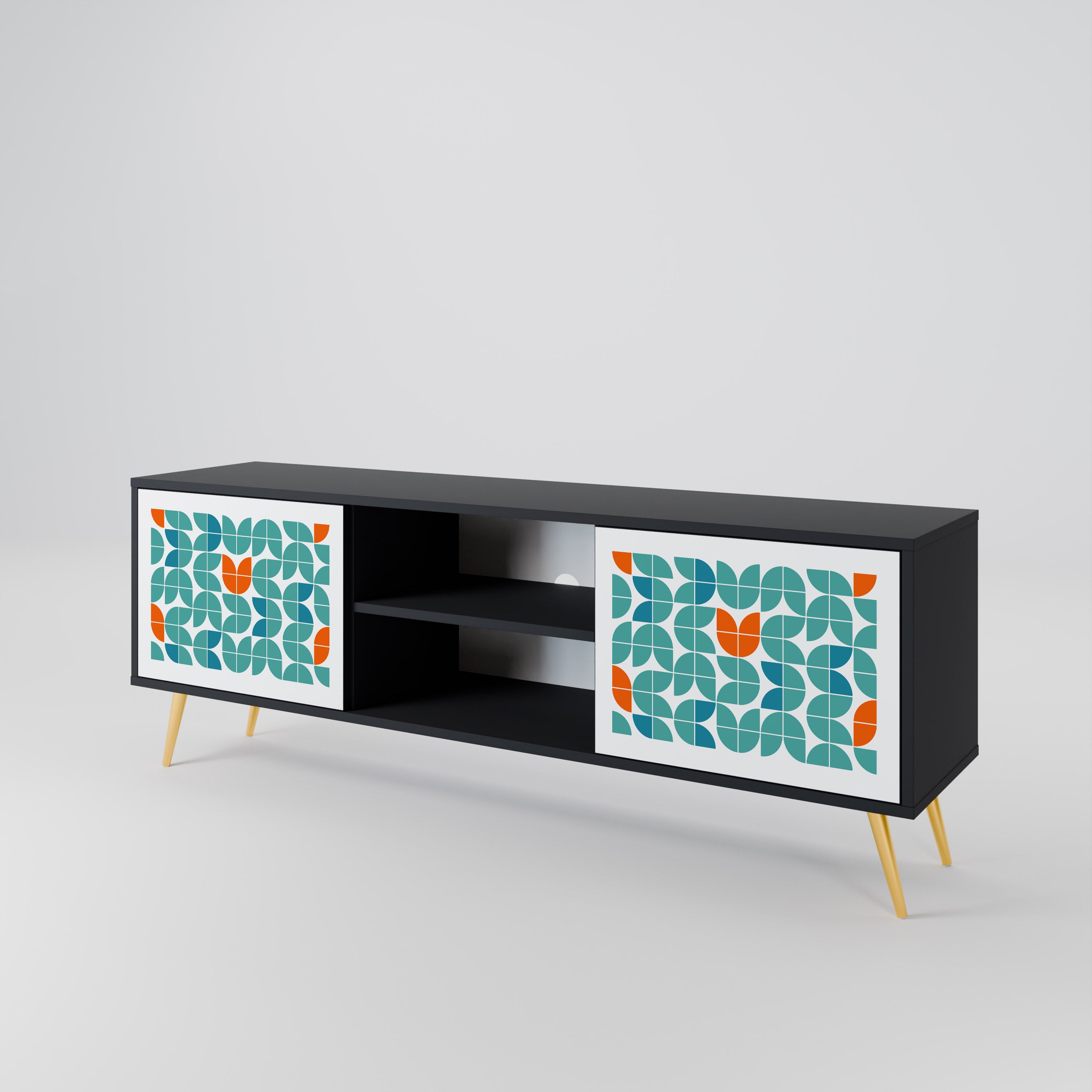 Mueble de TV de 2 puertas BE THE CHANGE con acabado negro