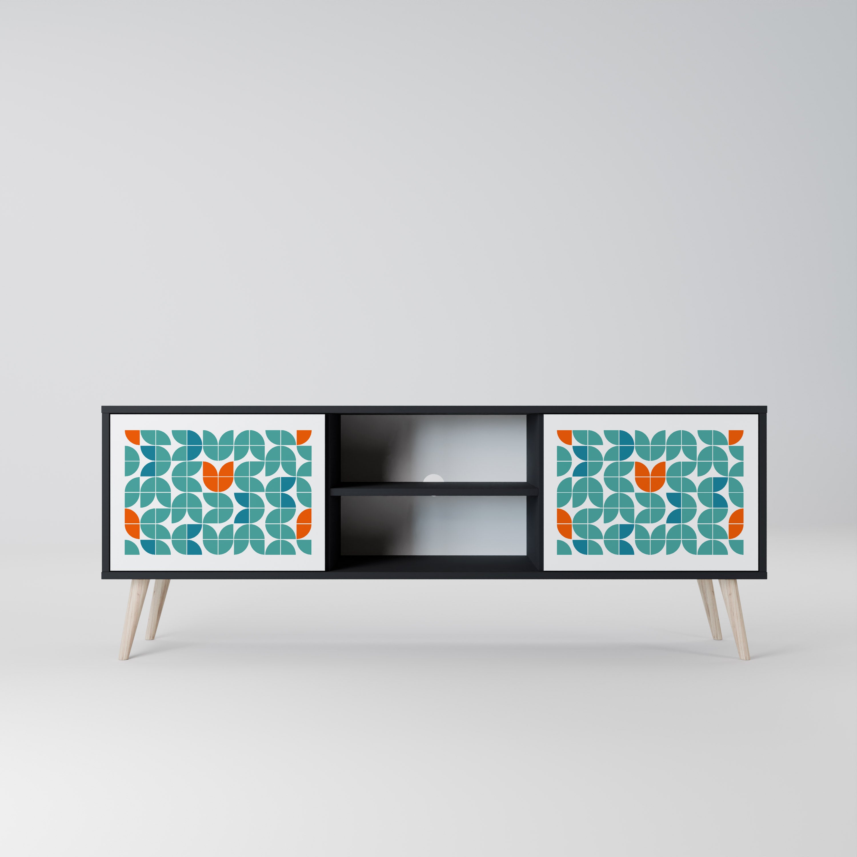 Mueble de TV de 2 puertas BE THE CHANGE con acabado negro