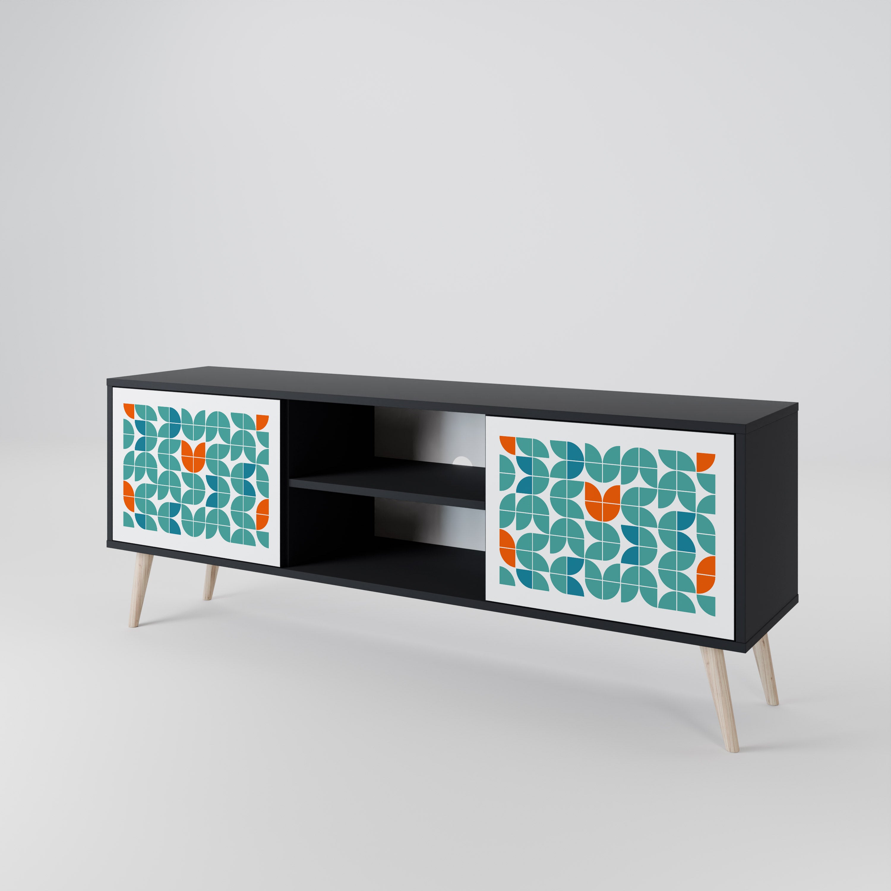Mueble de TV de 2 puertas BE THE CHANGE con acabado negro