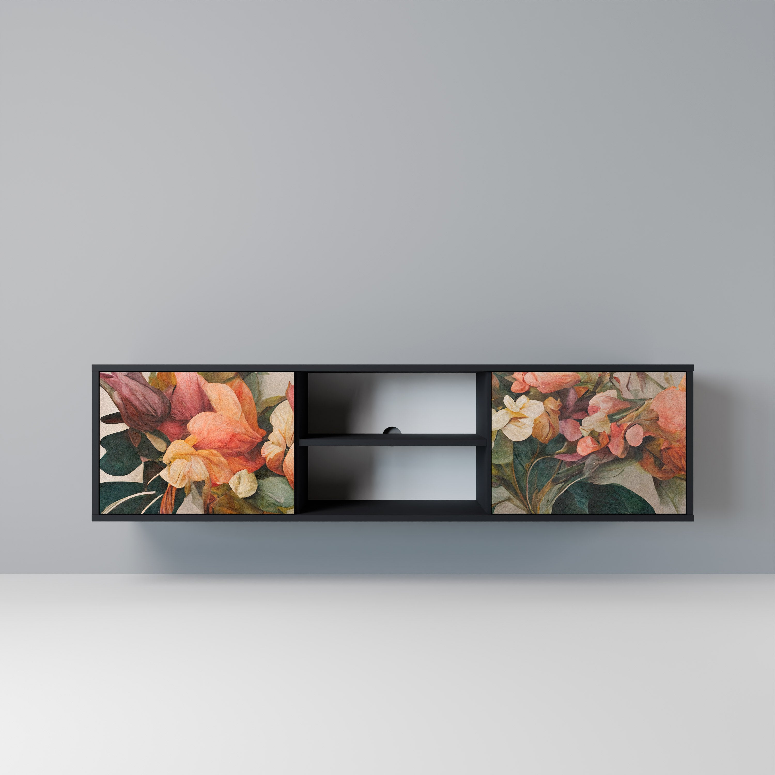 Mueble de TV de 2 puertas STYLISH BEAUTY con acabado negro