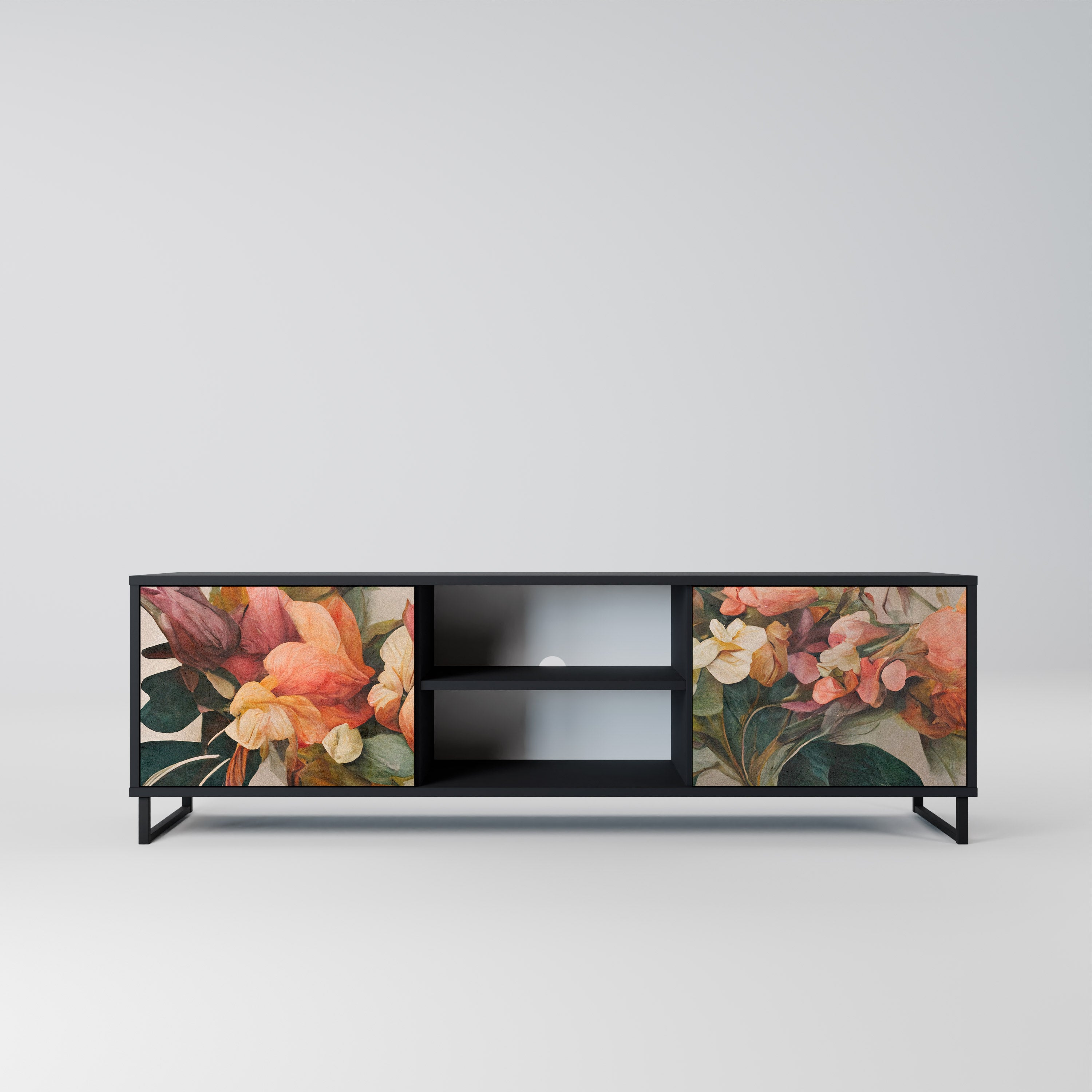 Mueble de TV de 2 puertas STYLISH BEAUTY con acabado negro