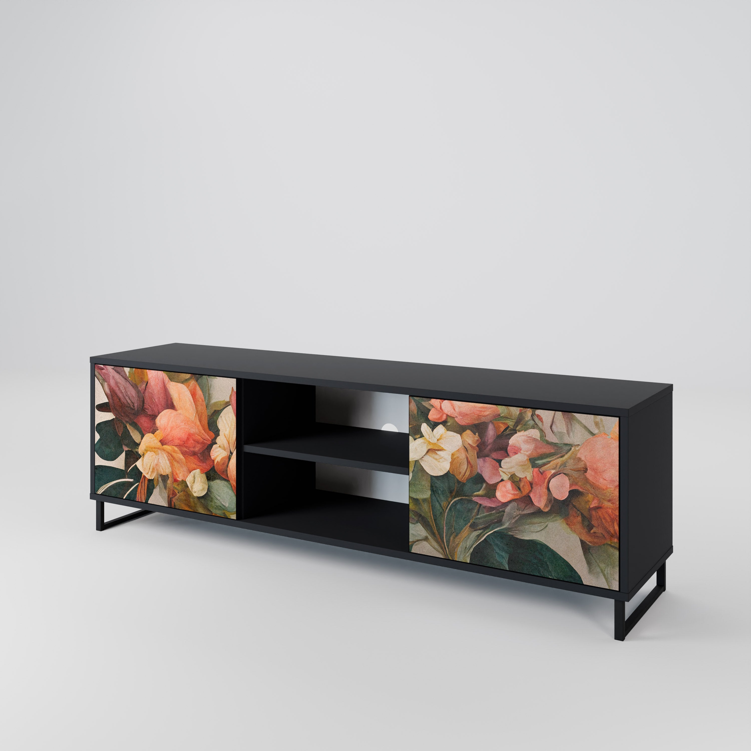 Mueble de TV de 2 puertas STYLISH BEAUTY con acabado negro