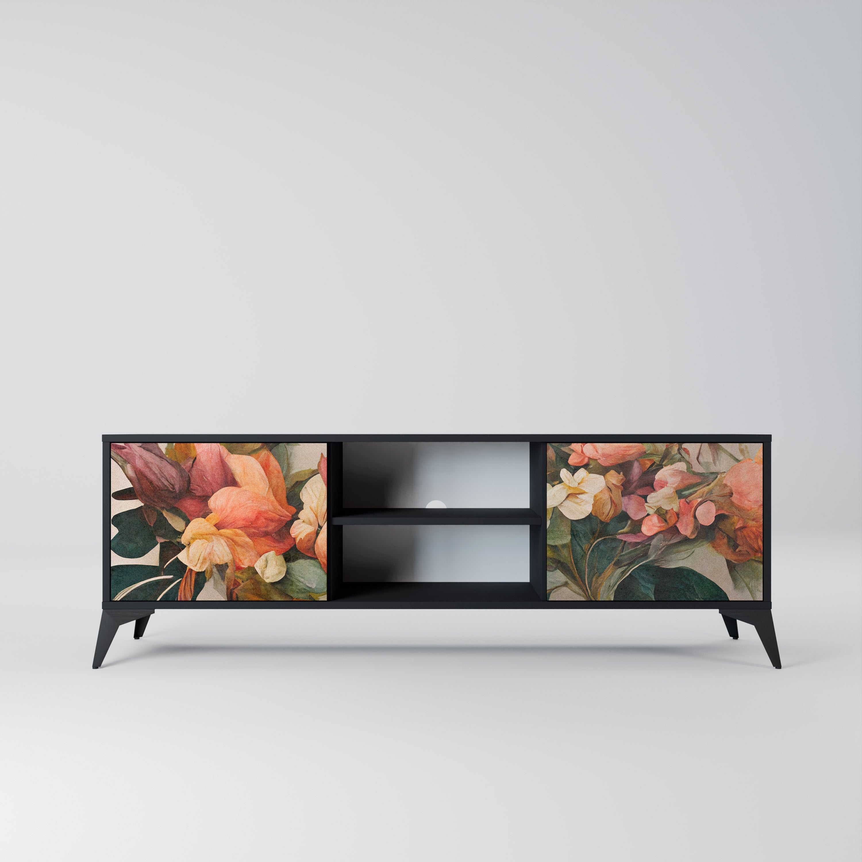 Mueble de TV de 2 puertas STYLISH BEAUTY con acabado negro