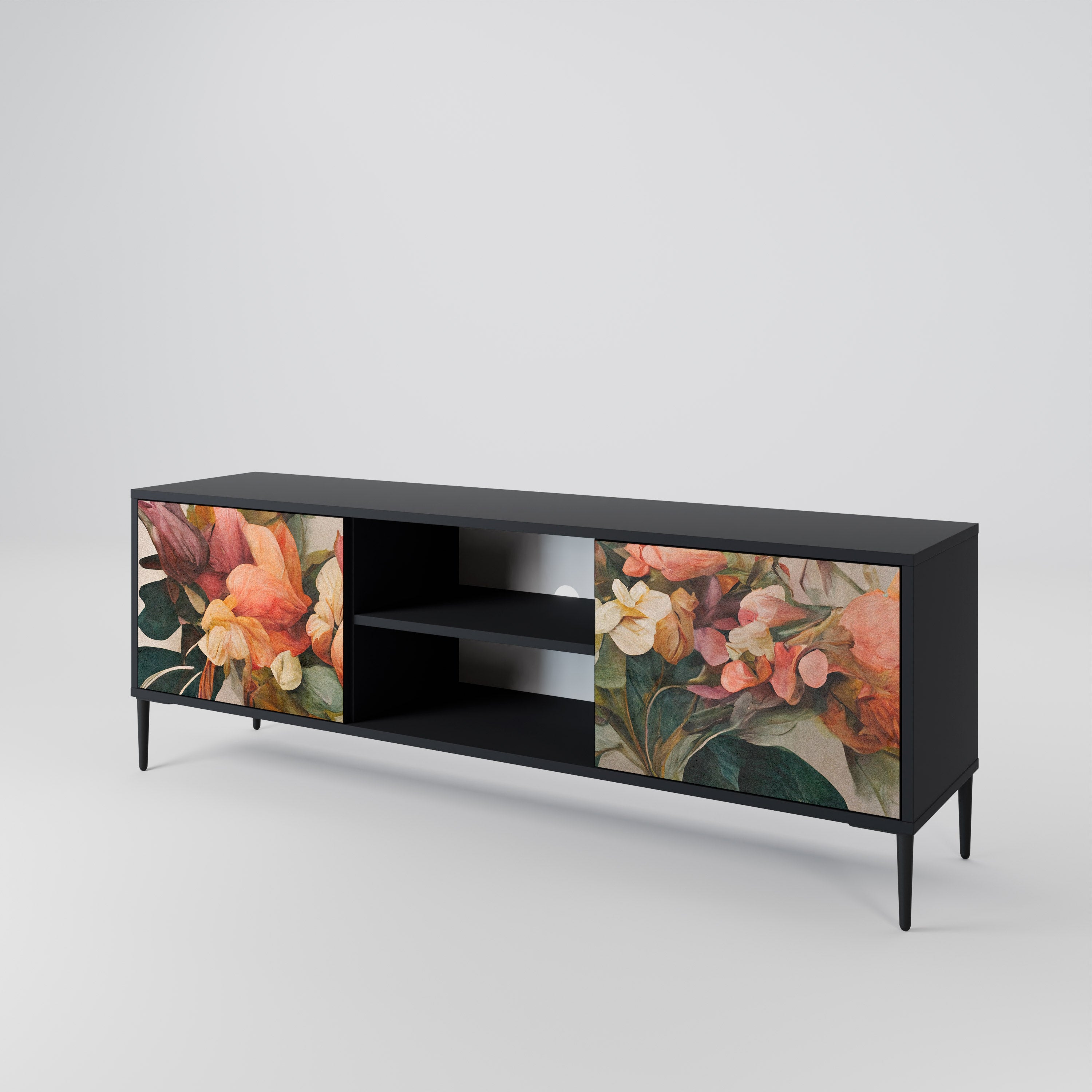 Mueble de TV de 2 puertas STYLISH BEAUTY con acabado negro