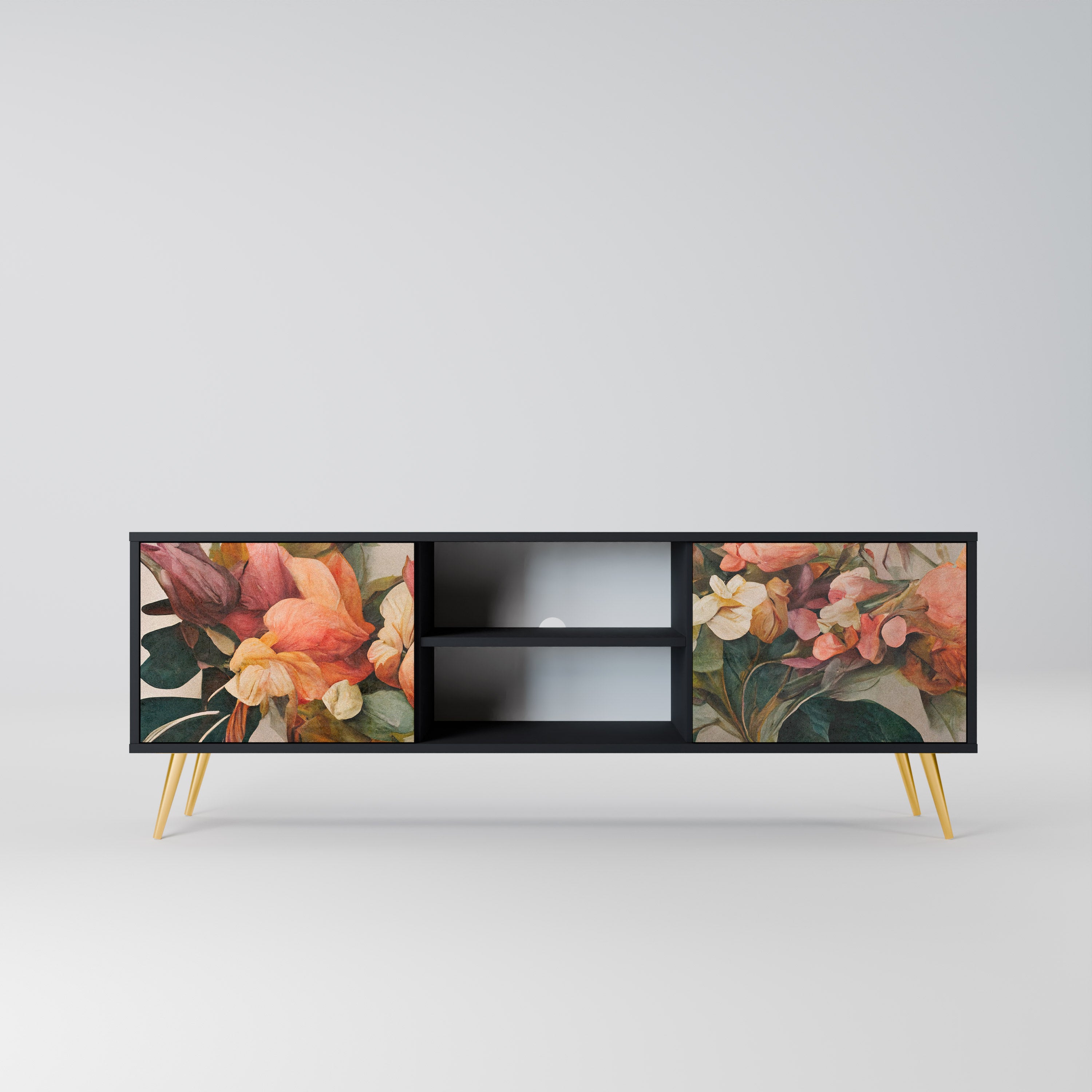 Mueble de TV de 2 puertas STYLISH BEAUTY con acabado negro
