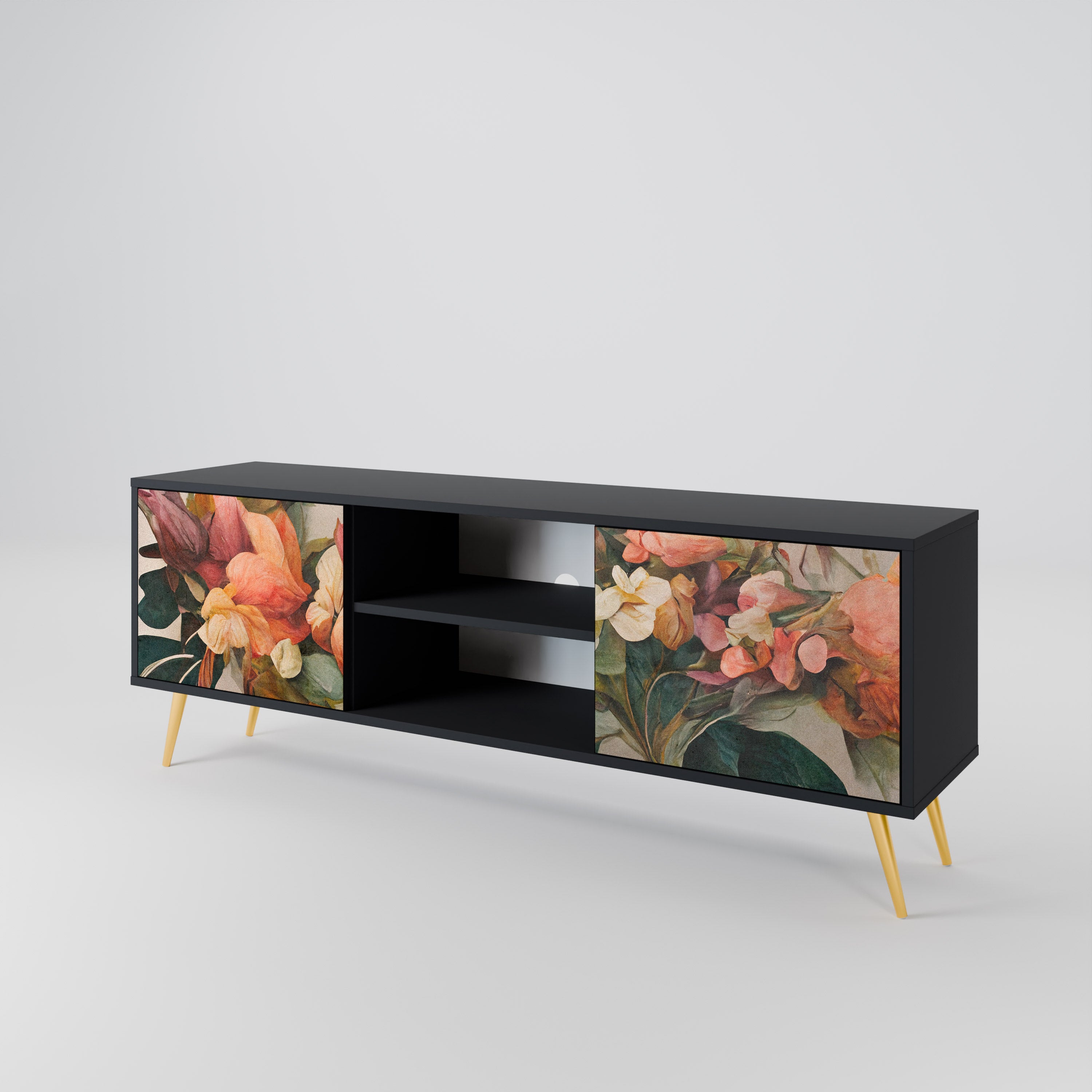 Mueble de TV de 2 puertas STYLISH BEAUTY con acabado negro